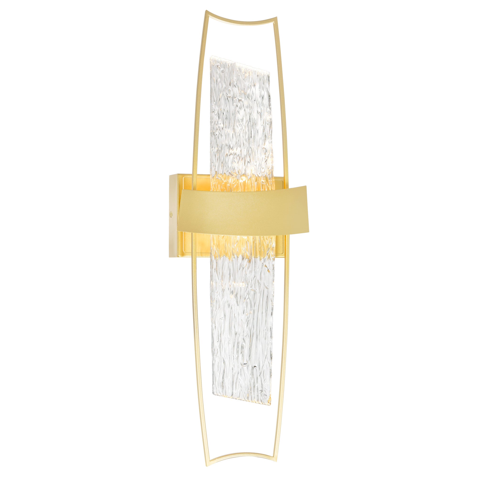 Guadiana Integrated LED 8in Satin Gold Wall Light with Handcrafted Glass