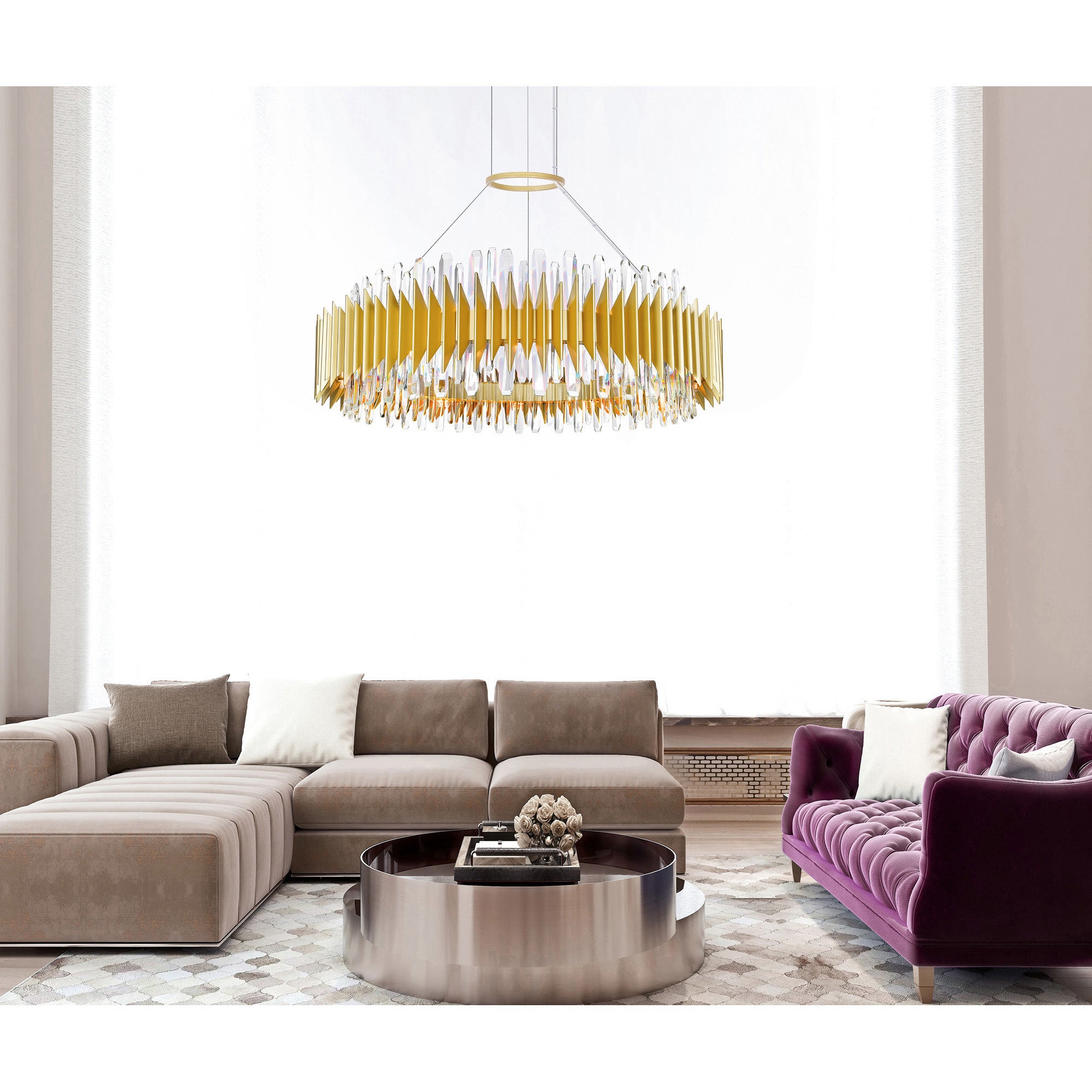 Cityscape 24 Light 39in Satin Gold Chandelier