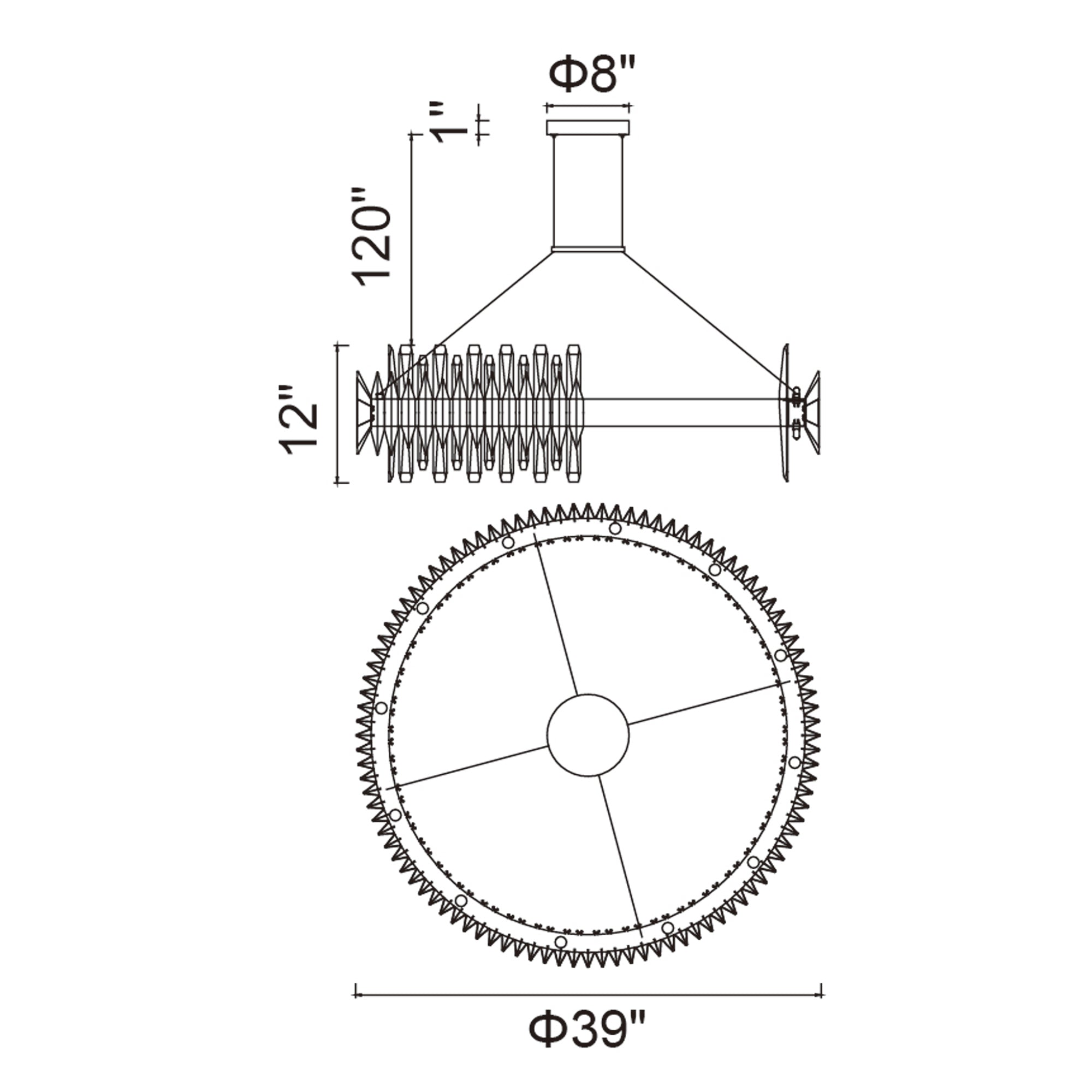 Cityscape 24 Light 39in Satin Gold Chandelier