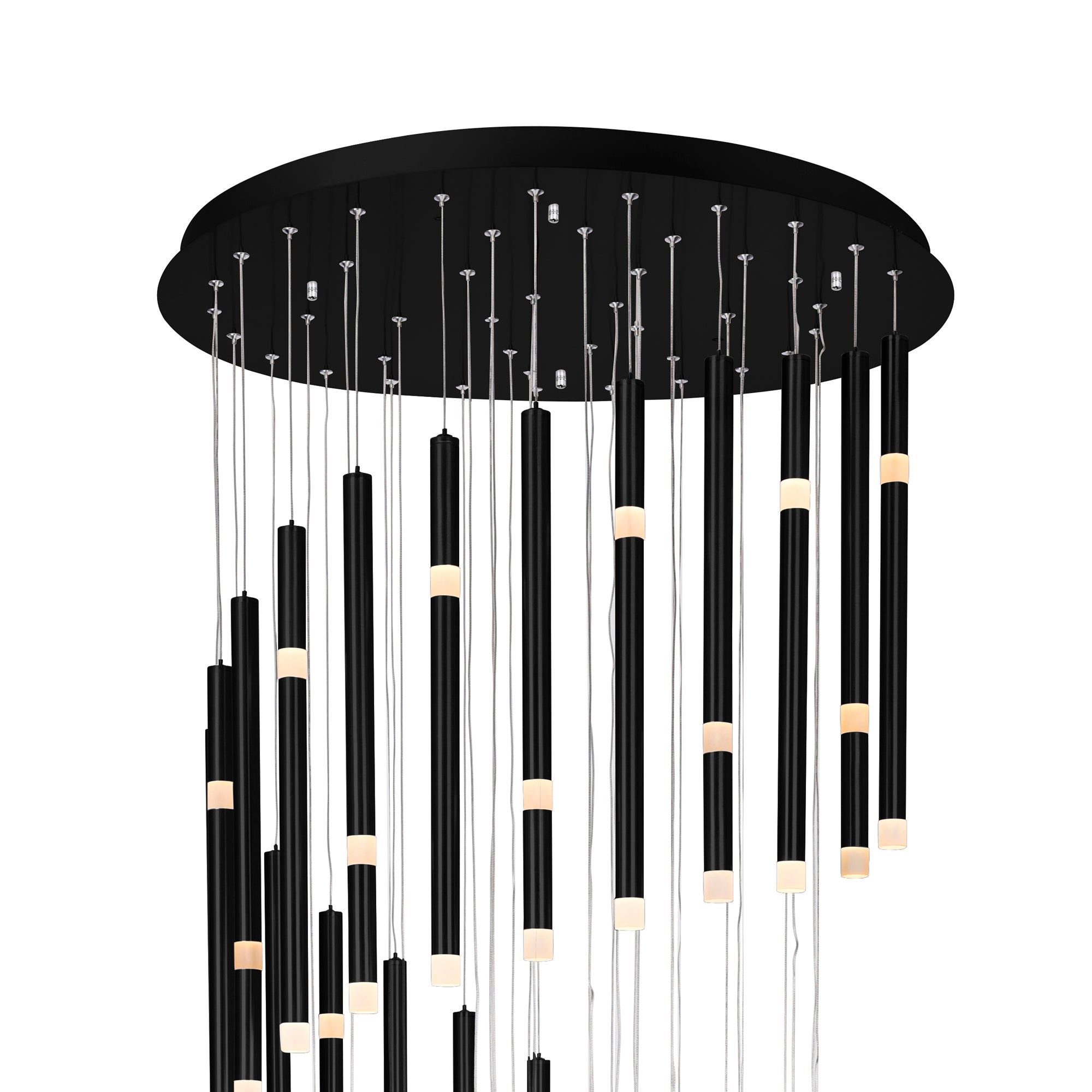 Flute Integrated LED 54in Black Chandelier