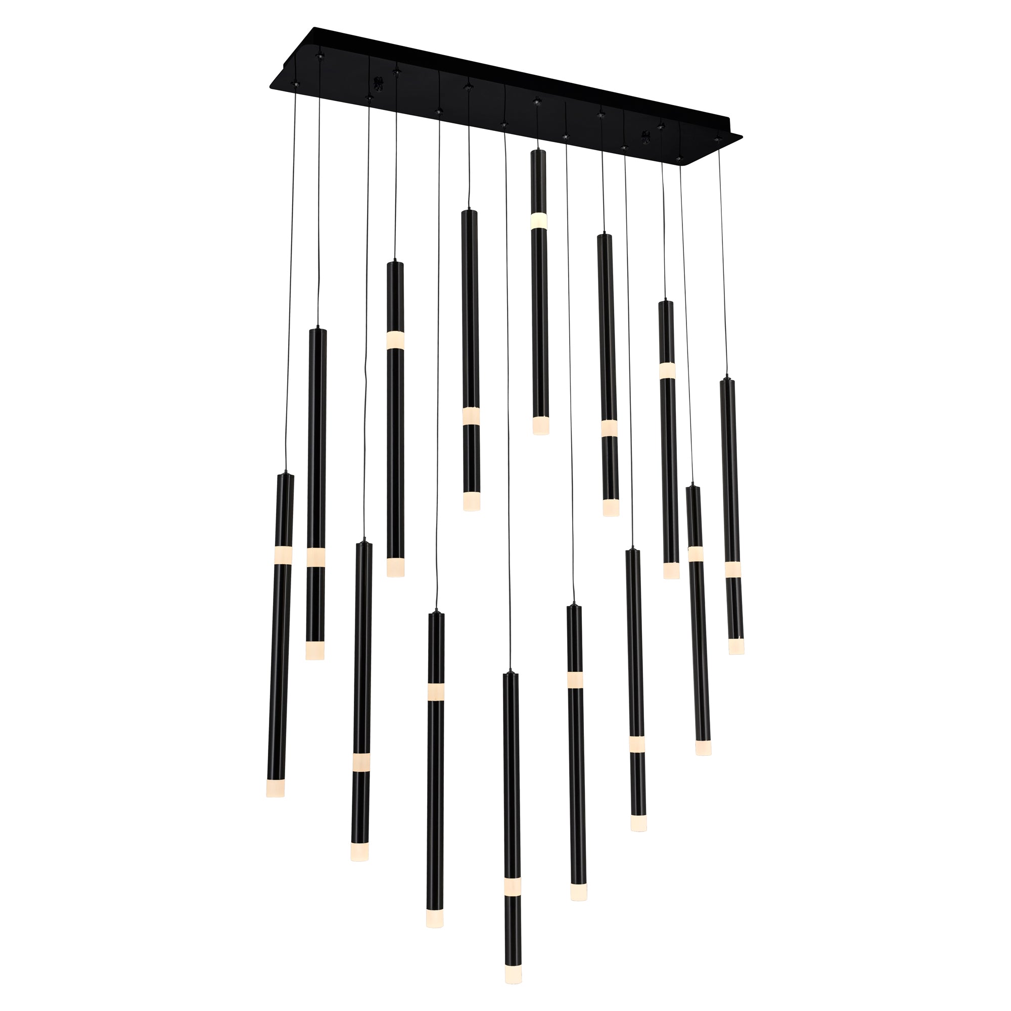 Flute Integrated LED 32in Black Chandelier