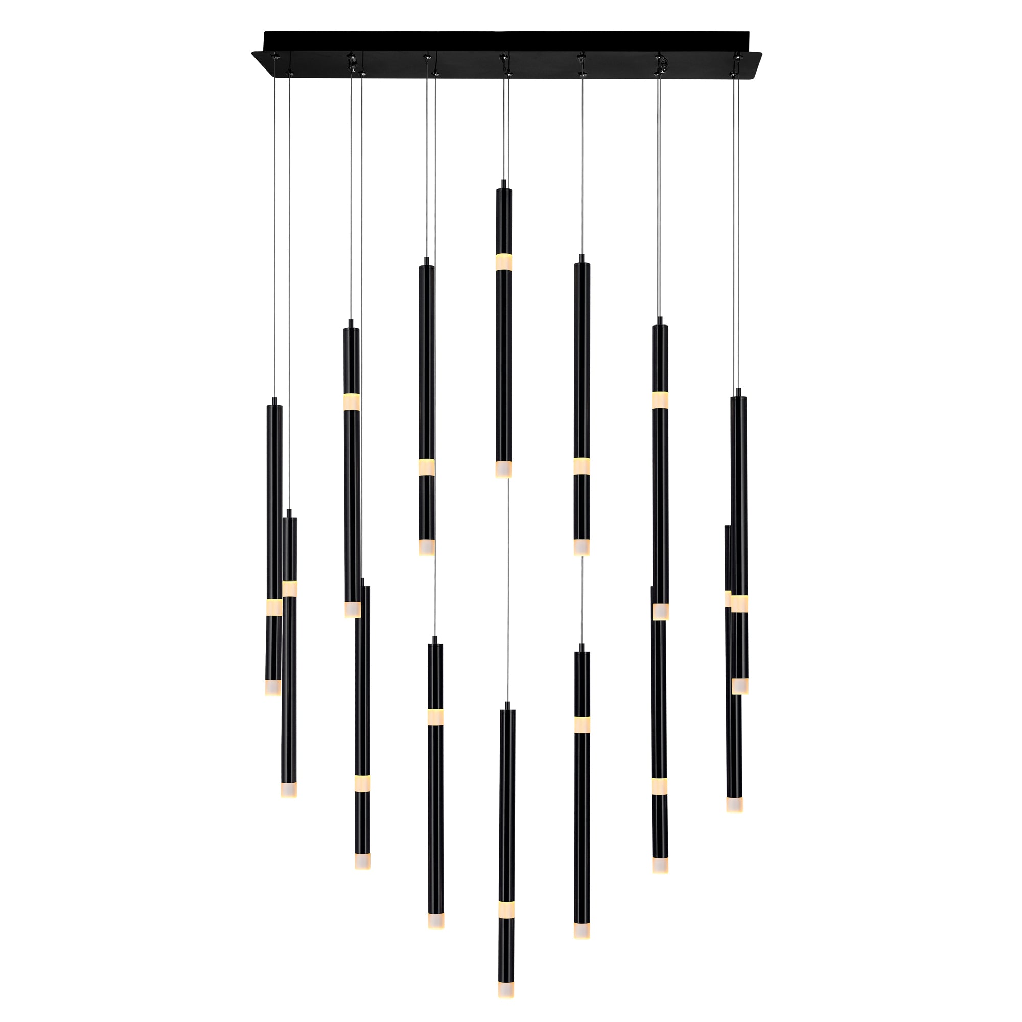Flute Integrated LED 32in Black Chandelier