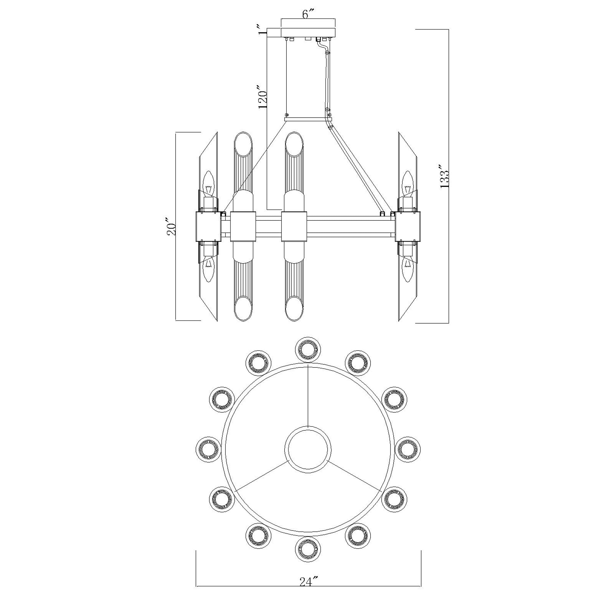 Croissant 24 Light Chandelier With Satin Gold Finish