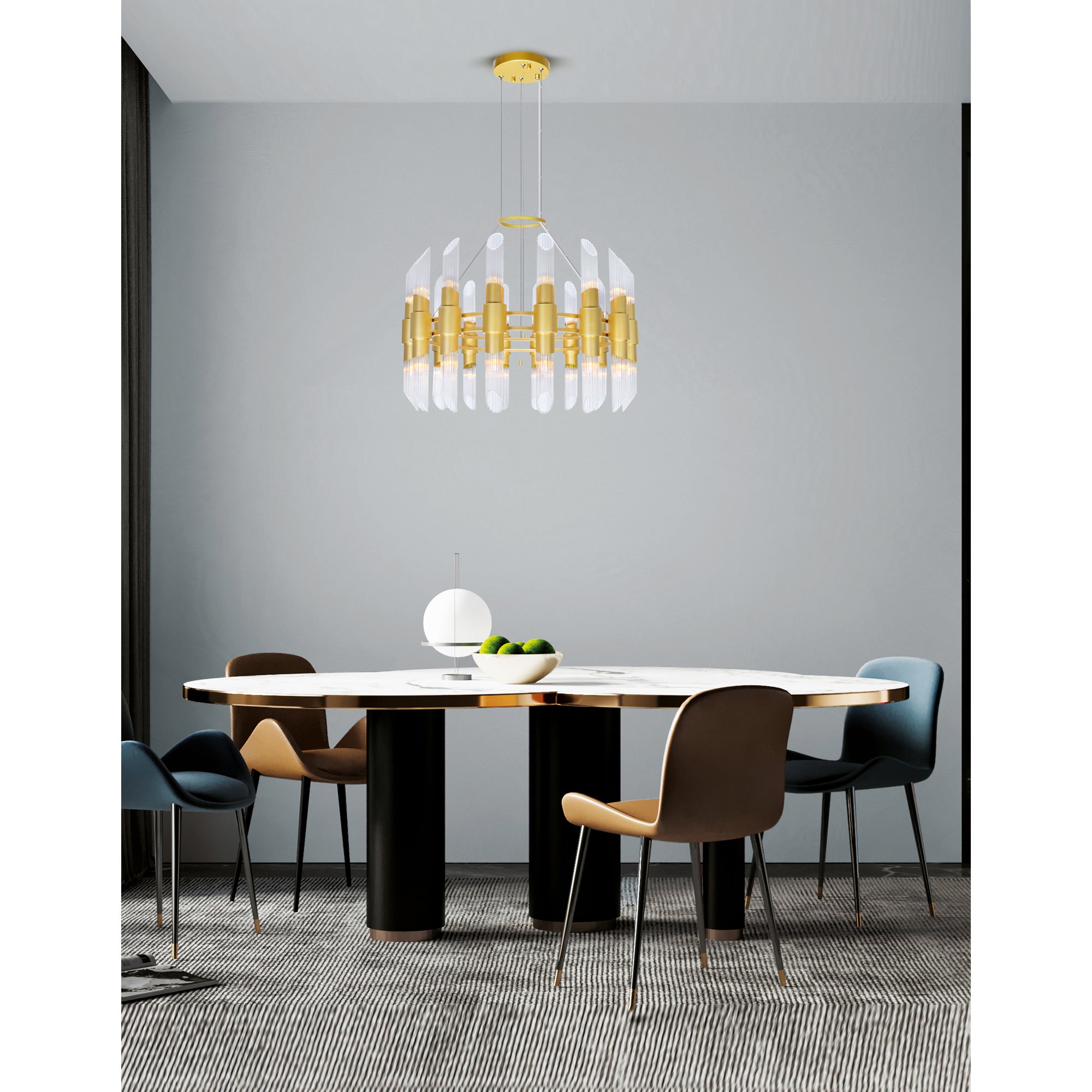 Croissant 32 Light Chandelier With Satin Gold Finish