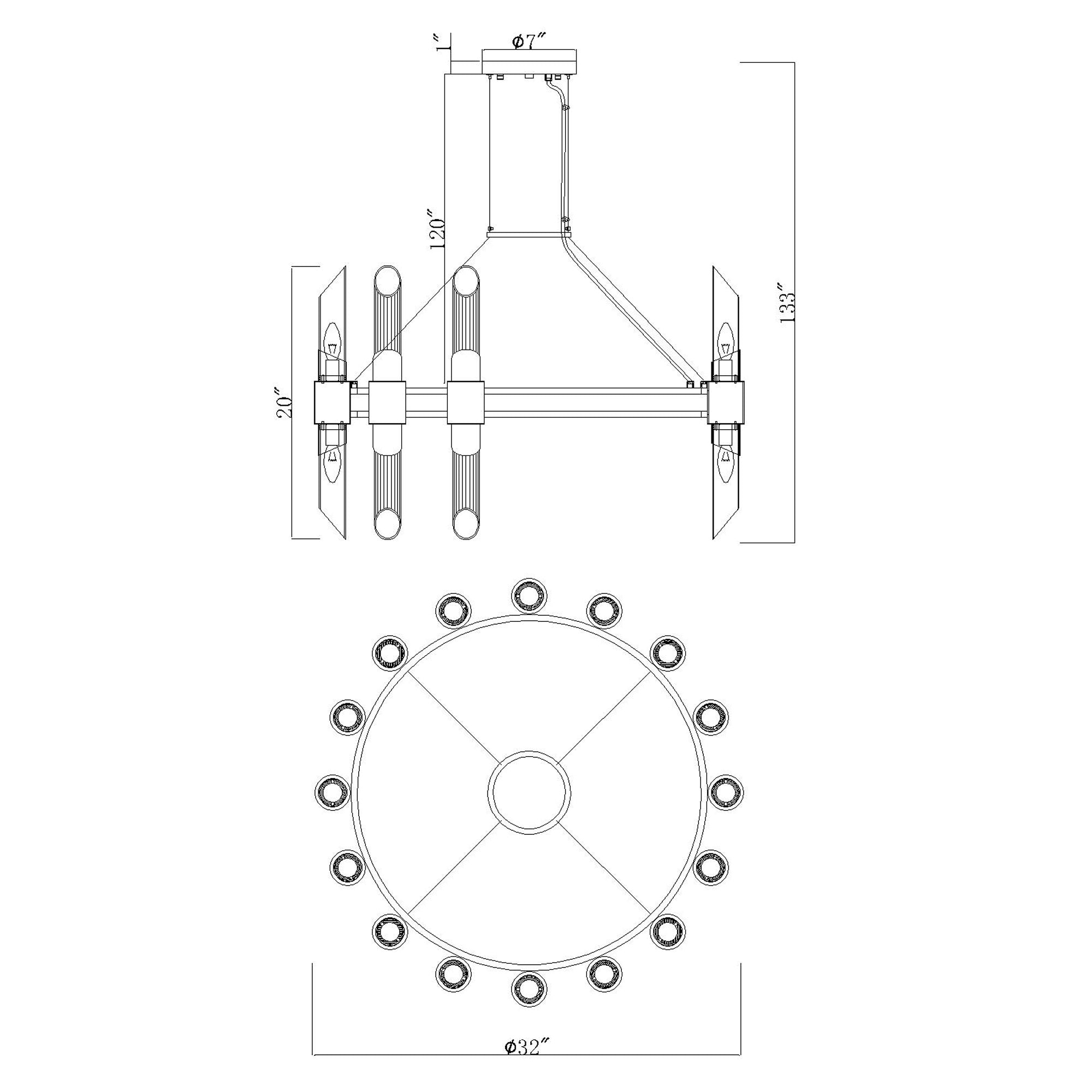 Croissant 32 Light Chandelier With Satin Gold Finish
