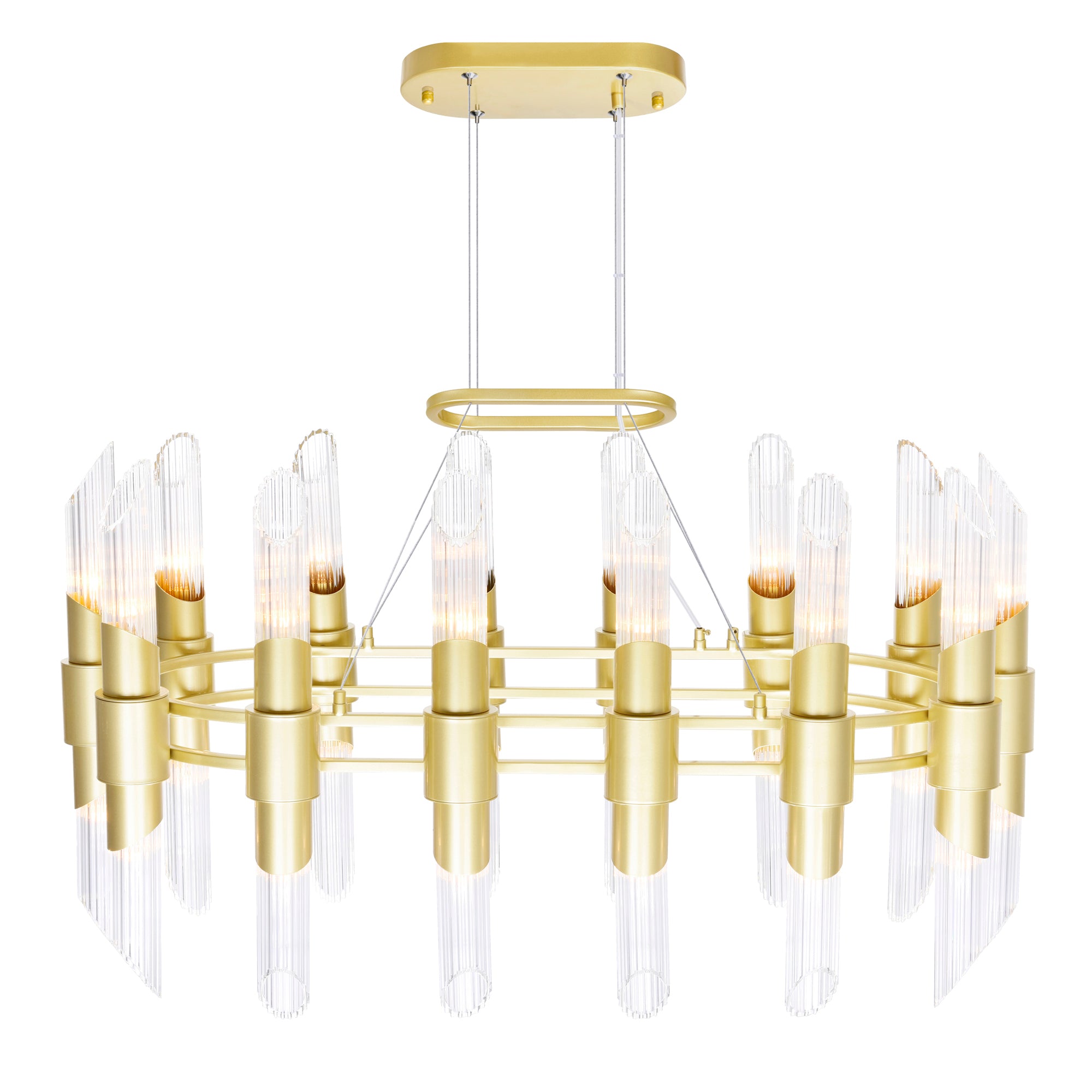 Croissant 28 Light Chandelier With Satin Gold Finish