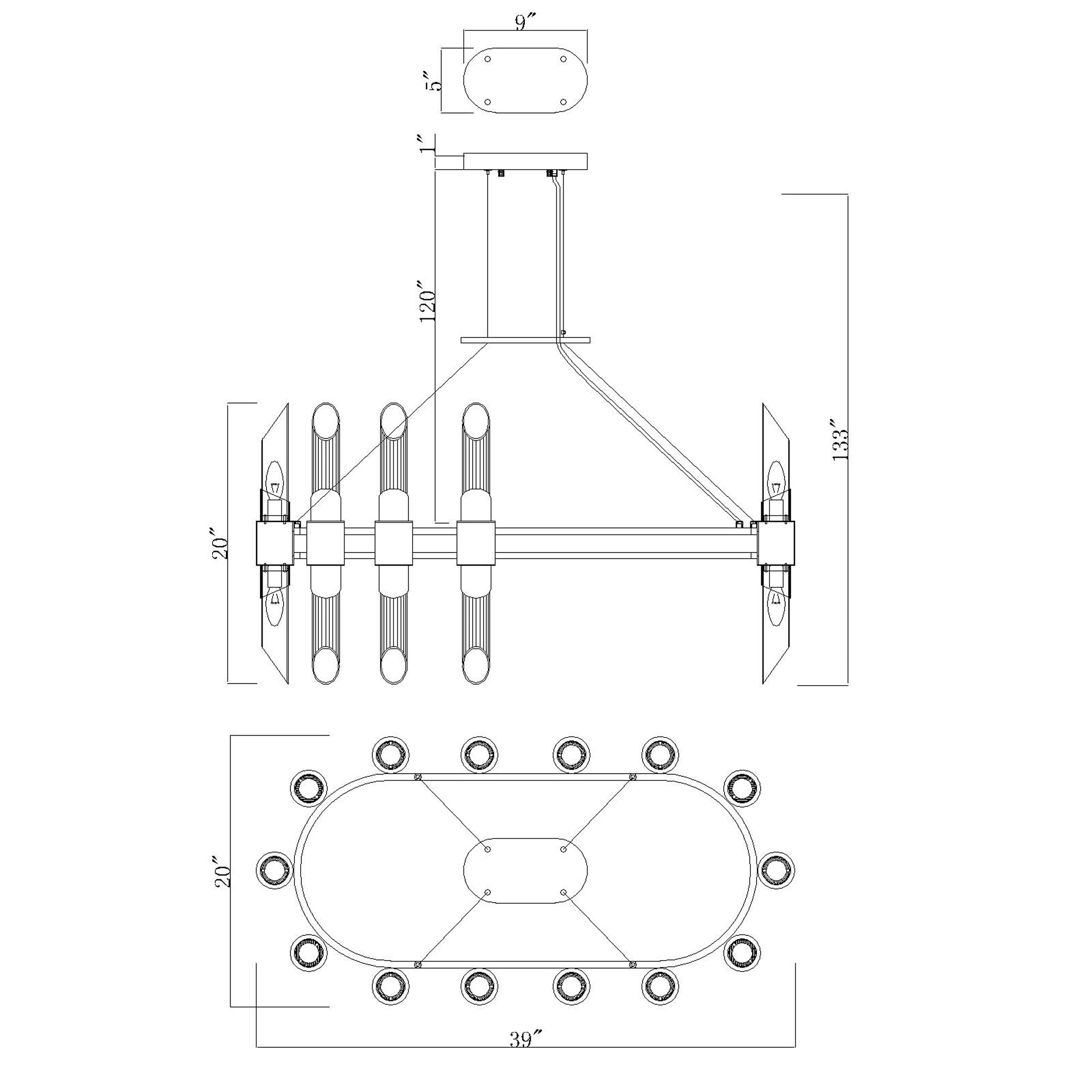 Croissant 28 Light Chandelier With Satin Gold Finish