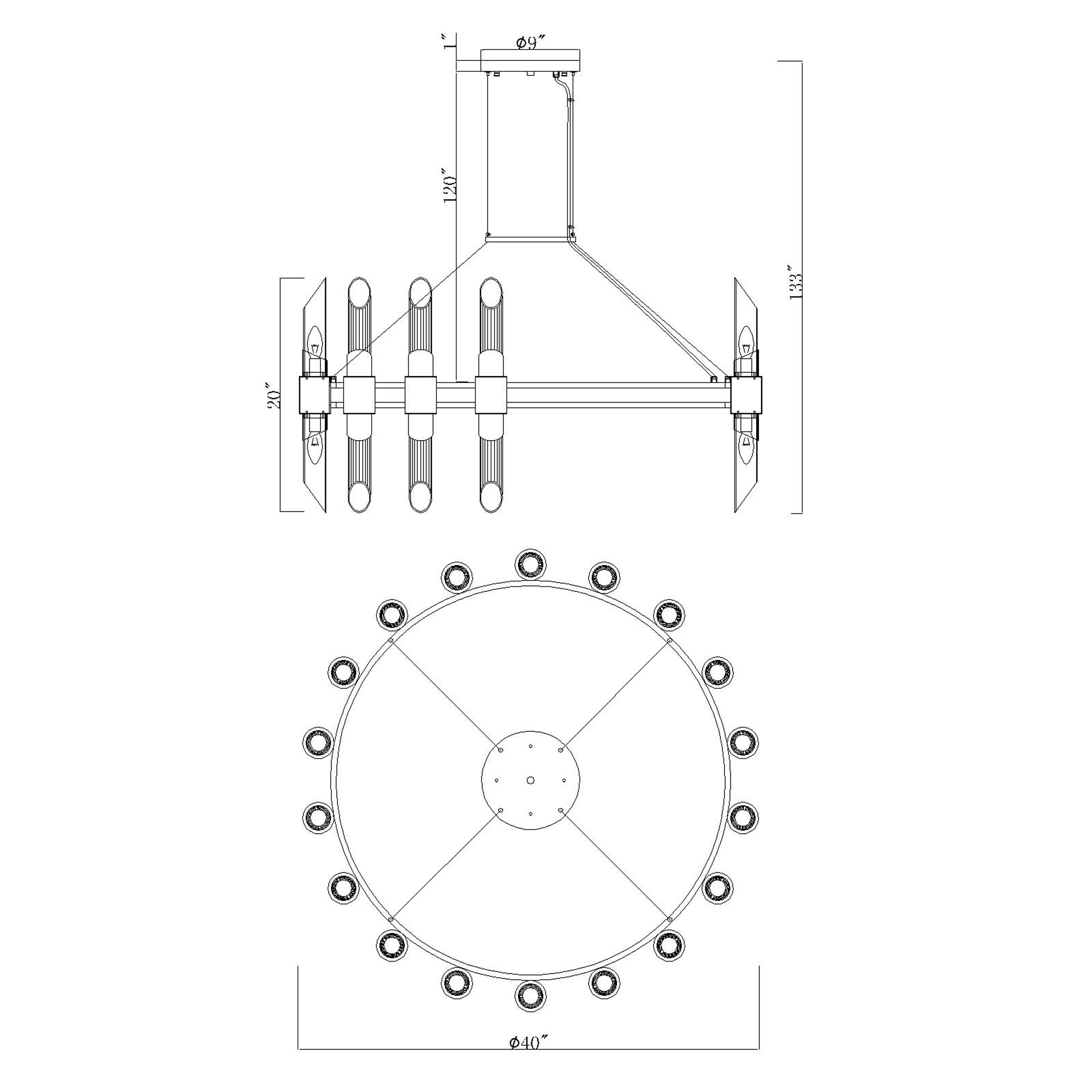 Croissant 36 Light Chandelier With Satin Gold Finish