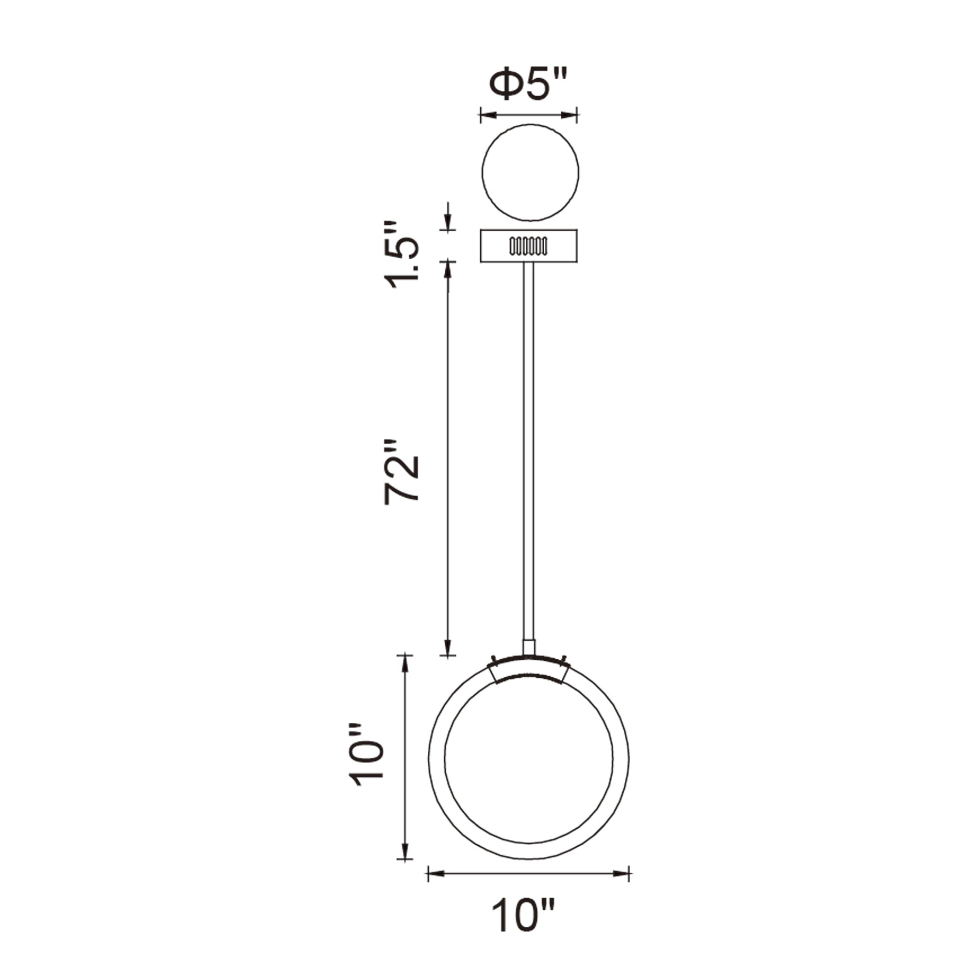 Hoops Integrated LED 10in Black Mini Pendant