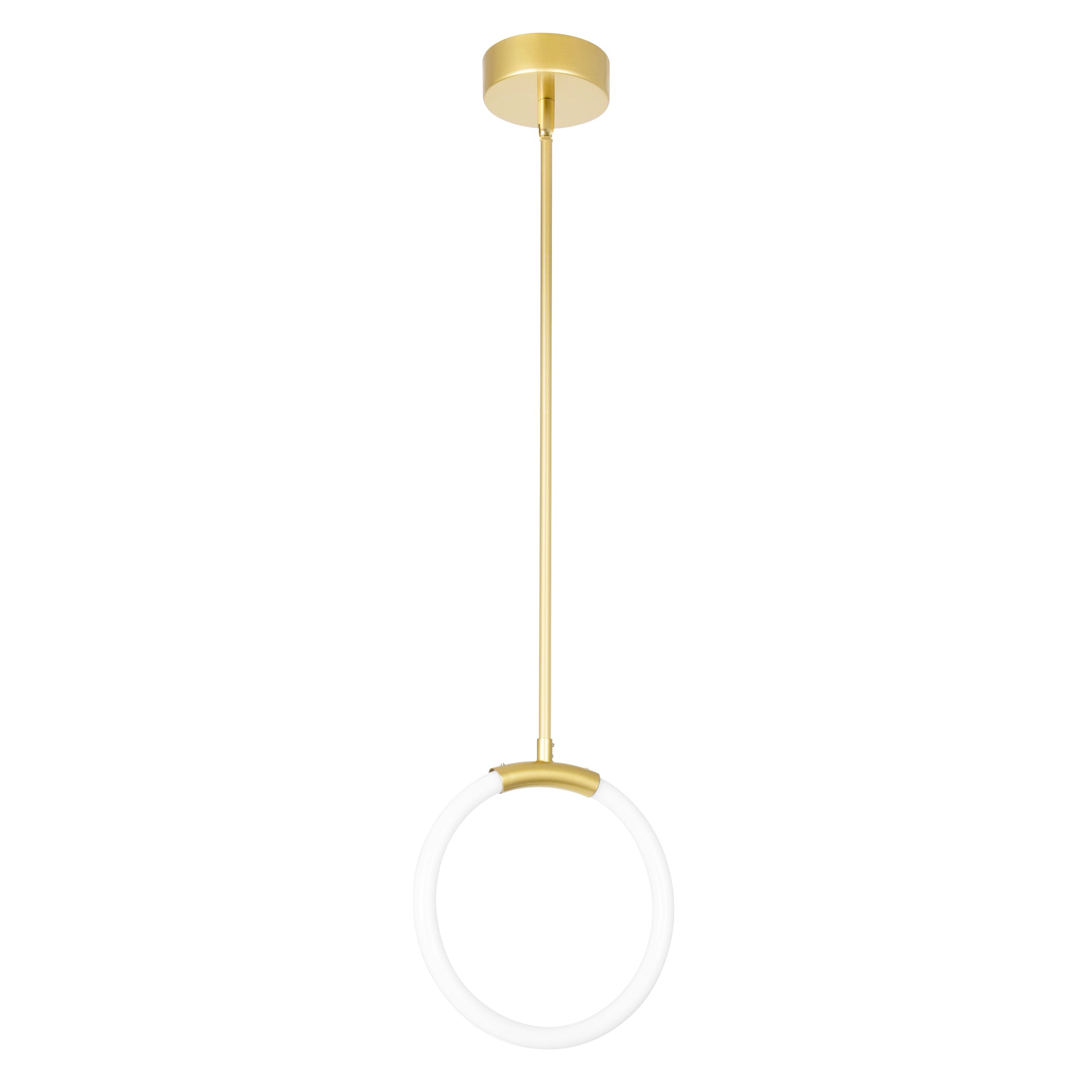 Hoops Integrated LED 10in Satin Gold Mini Pendant