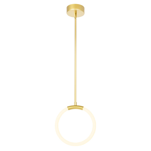 Hoops Integrated LED 10in Satin Gold Mini Pendant