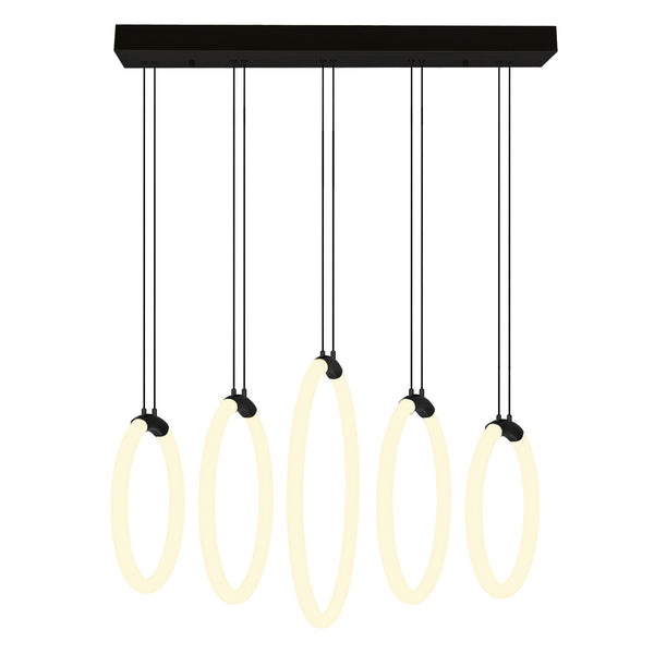 Hoops Integrated LED 23in 5 Ring Black Chandelier