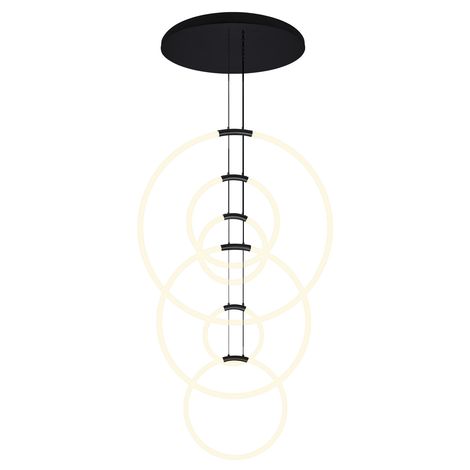 Hoops Integrated LED 35in 6 Ring Black Chandelier
