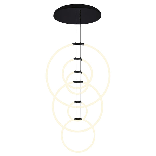 Hoops Integrated LED 35in 6 Ring Black Chandelier