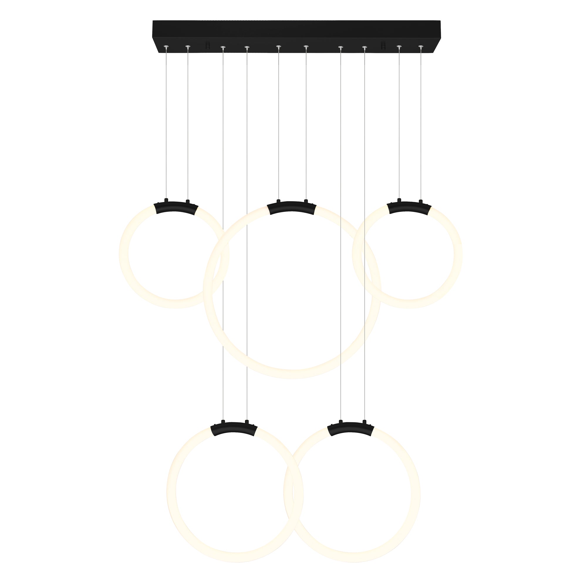 Hoops Integrated LED 44in 5 Ring Black Chandelier