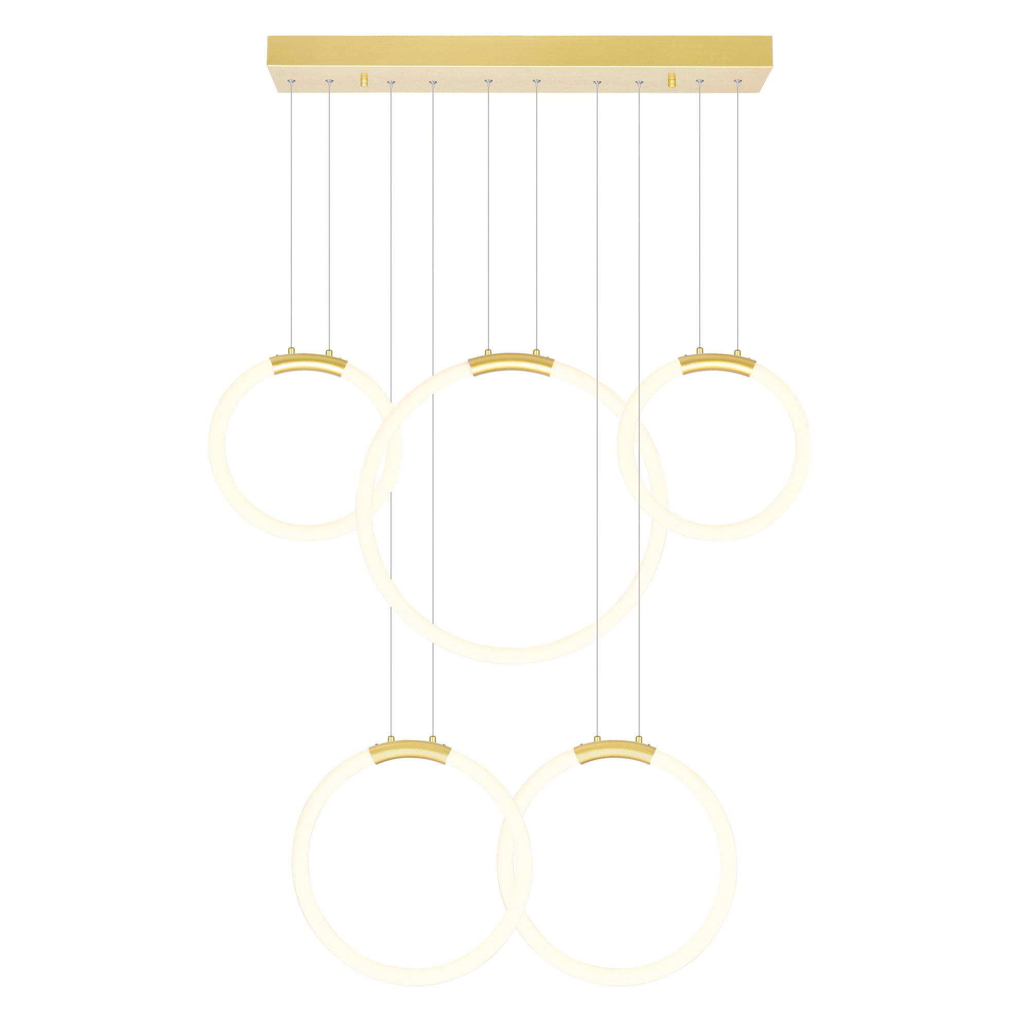 Hoops Integrated LED 44in 5 Ring Satin Gold Chandelier