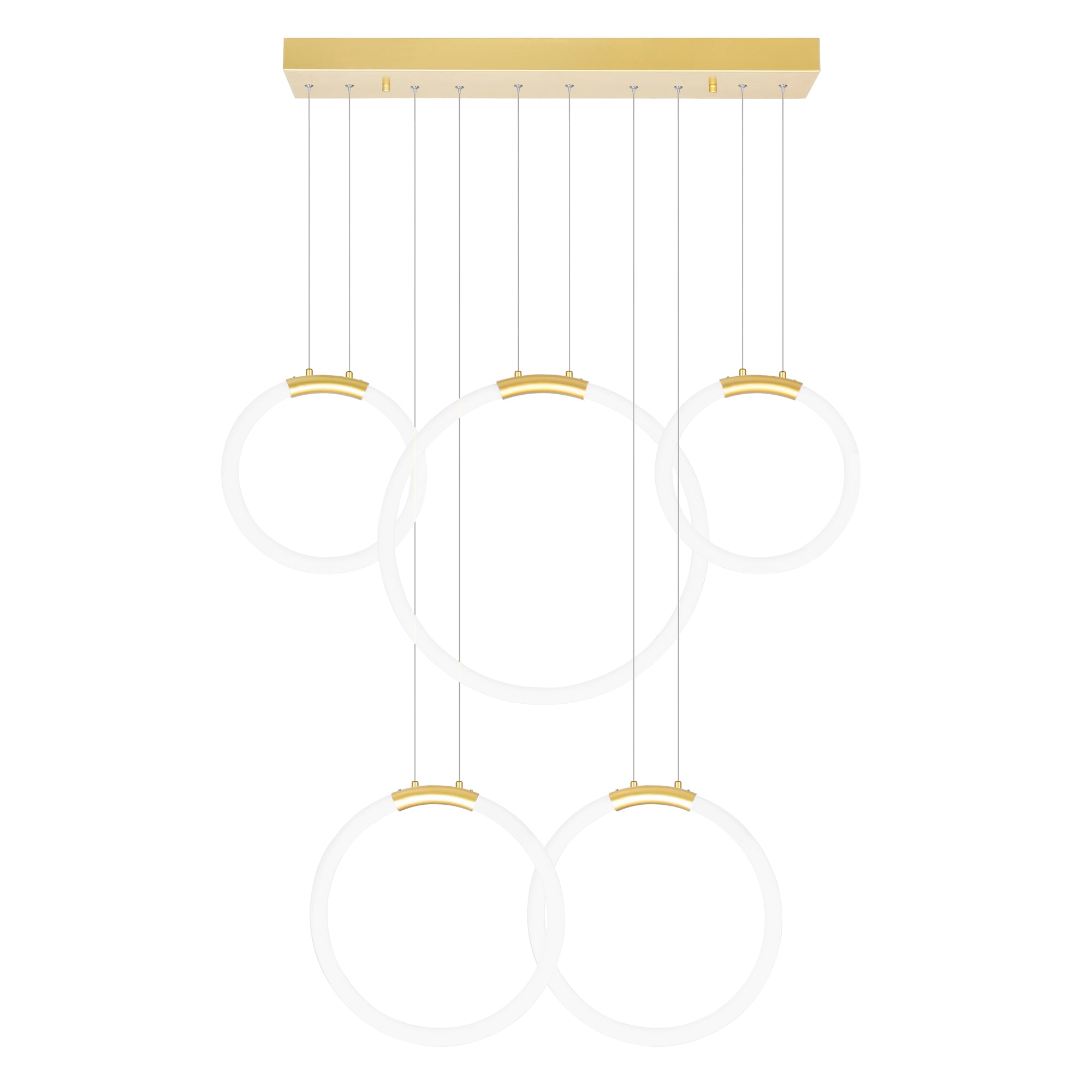 Hoops Integrated LED 44in 5 Ring Satin Gold Chandelier
