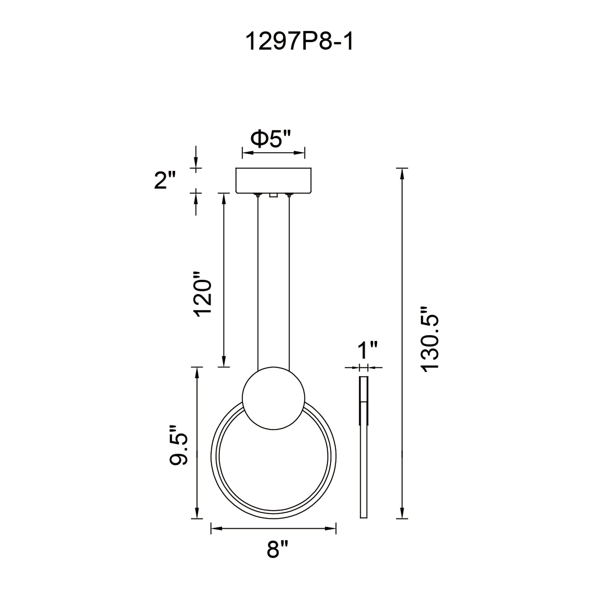 Pulley Integrated LED 8in Black Mini Pendant