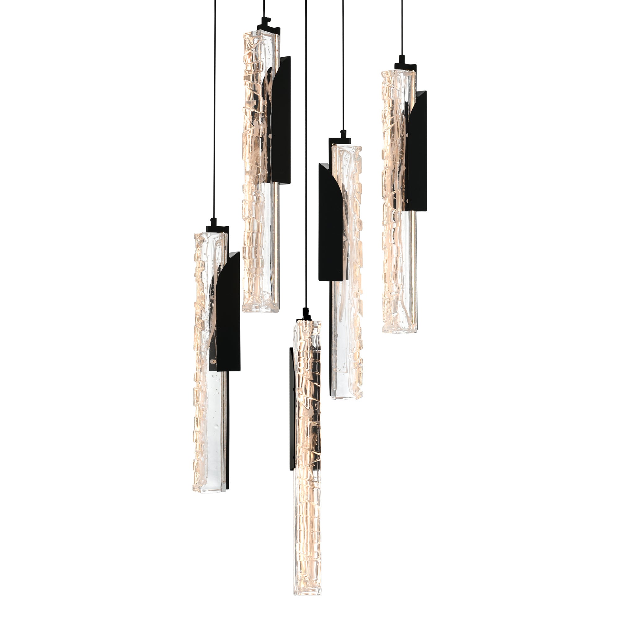 Valira Integrated LED 12in Black Mini Pendant with Handcrafted Glass