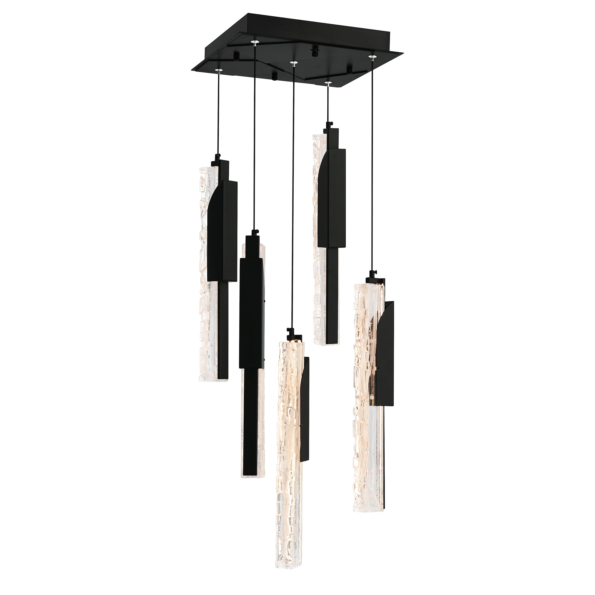 Valira Integrated LED 12in Black Mini Pendant with Handcrafted Glass