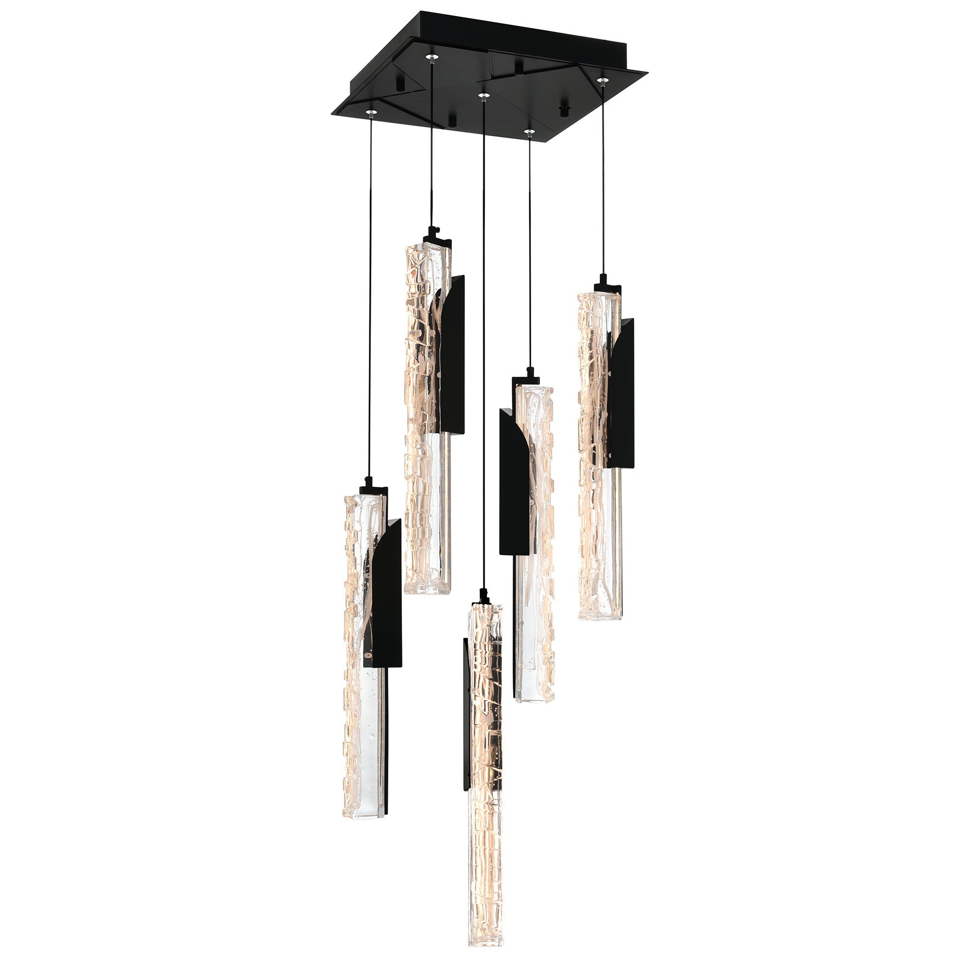 Valira Integrated LED 12in Black Mini Pendant with Handcrafted Glass