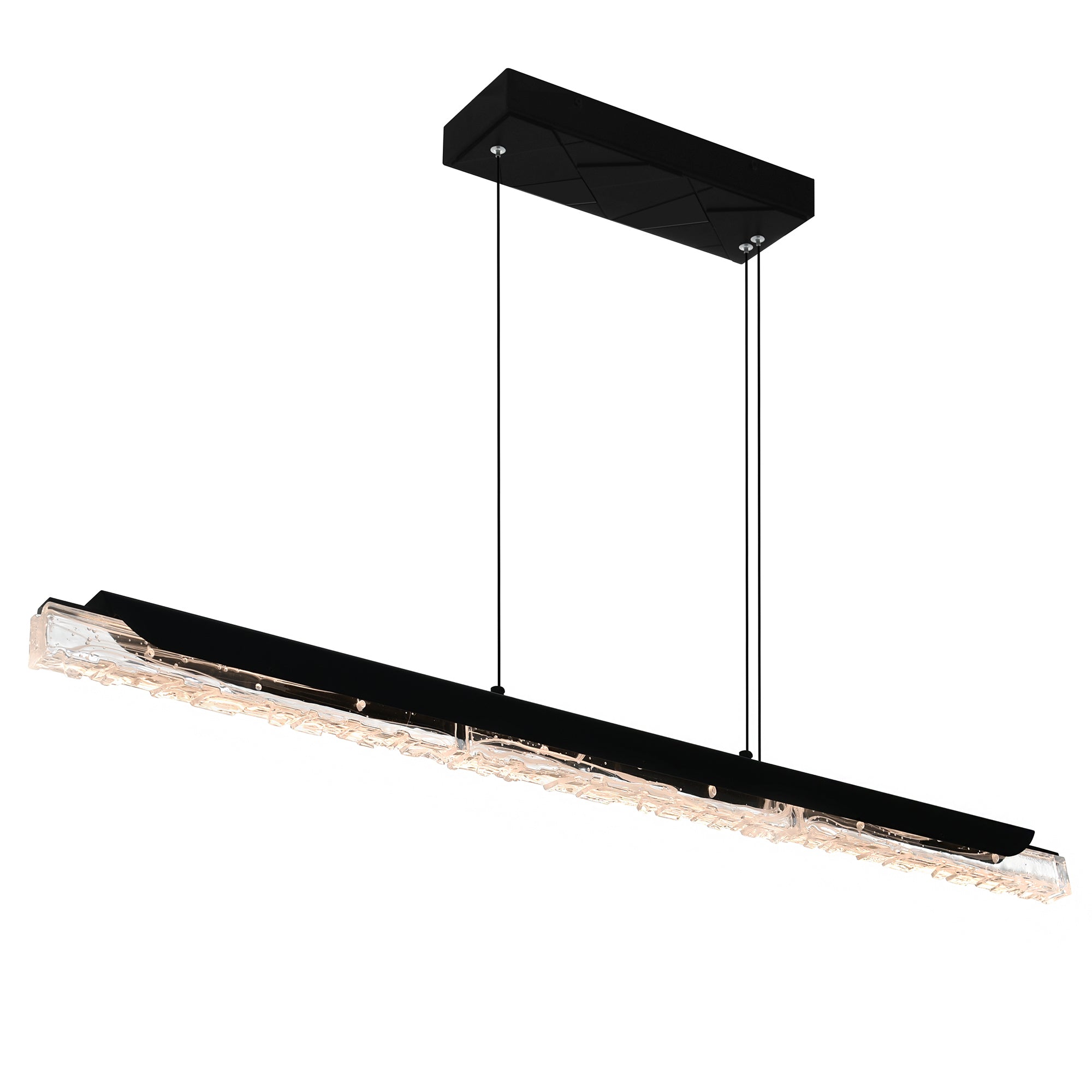 Valira Integrated LED 48in Black Chandelier with Handcrafted Glass