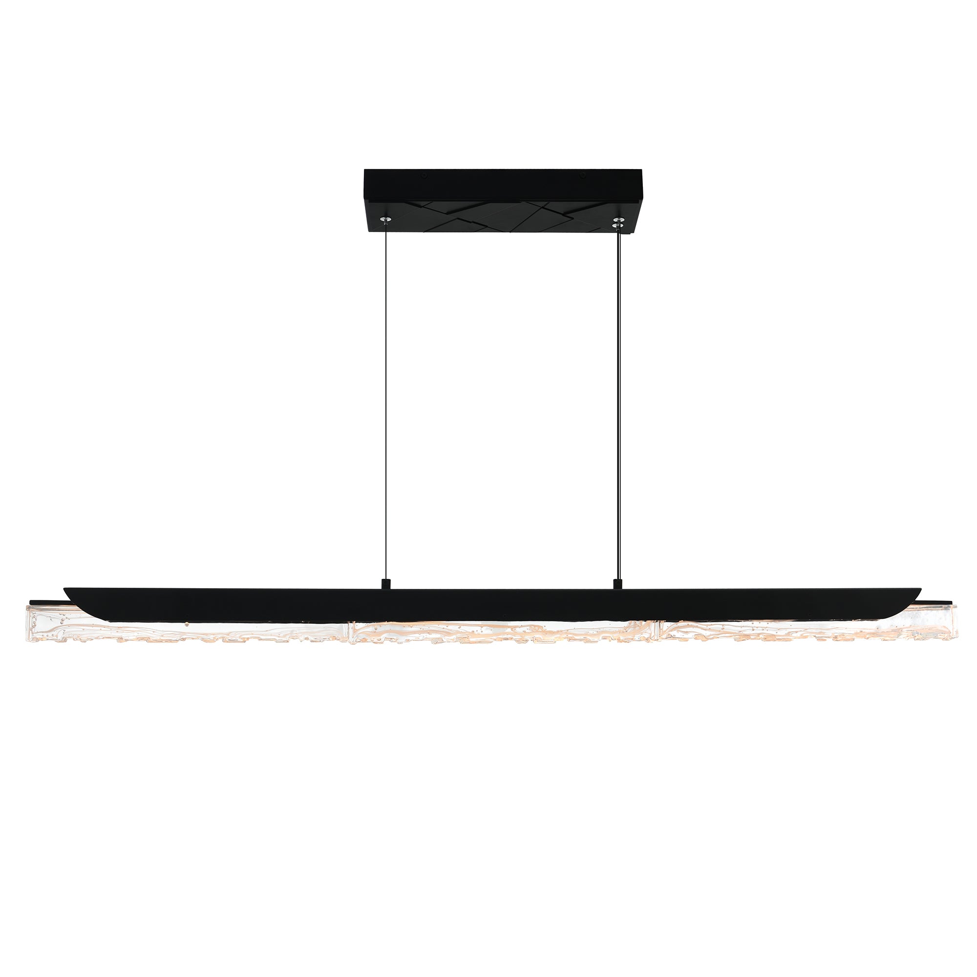 Valira Integrated LED 48in Black Chandelier with Handcrafted Glass