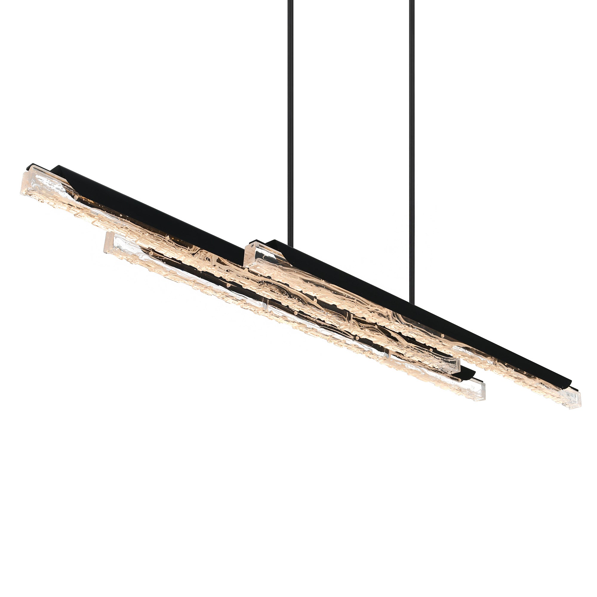 Valira Integrated LED 60in Black Chandelier with Handcrafted Glass