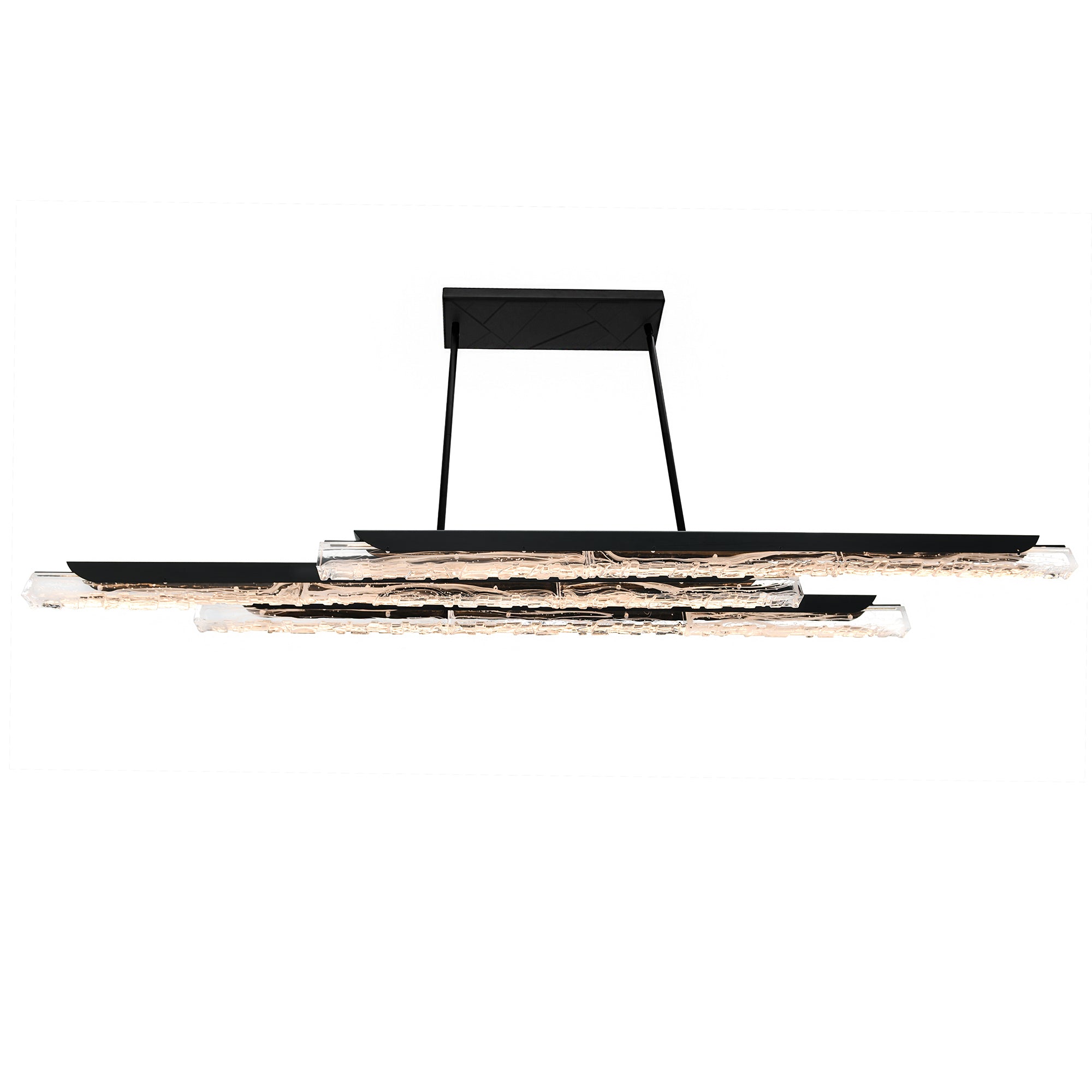 Valira Integrated LED 60in Black Chandelier with Handcrafted Glass