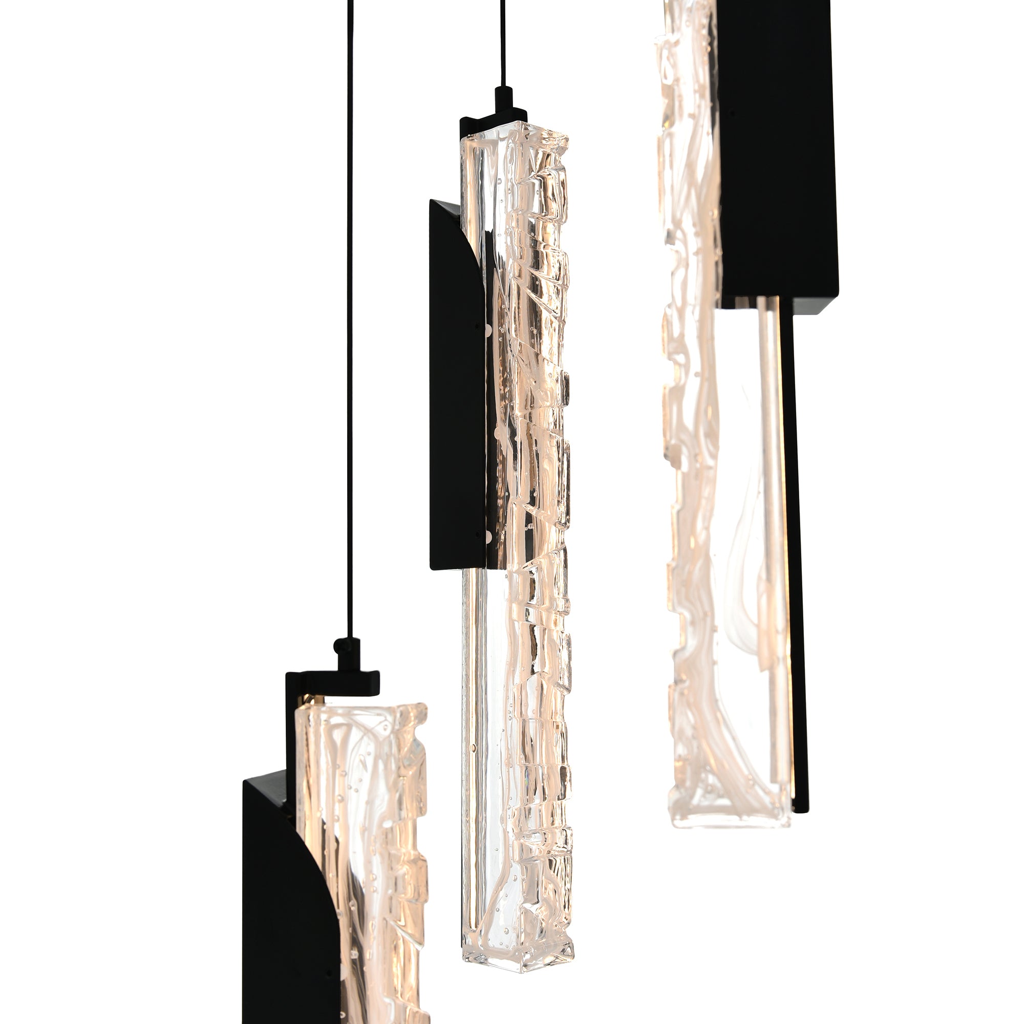 Valira Integrated LED 8in Black Mini Pendant with Handcrafted Glass