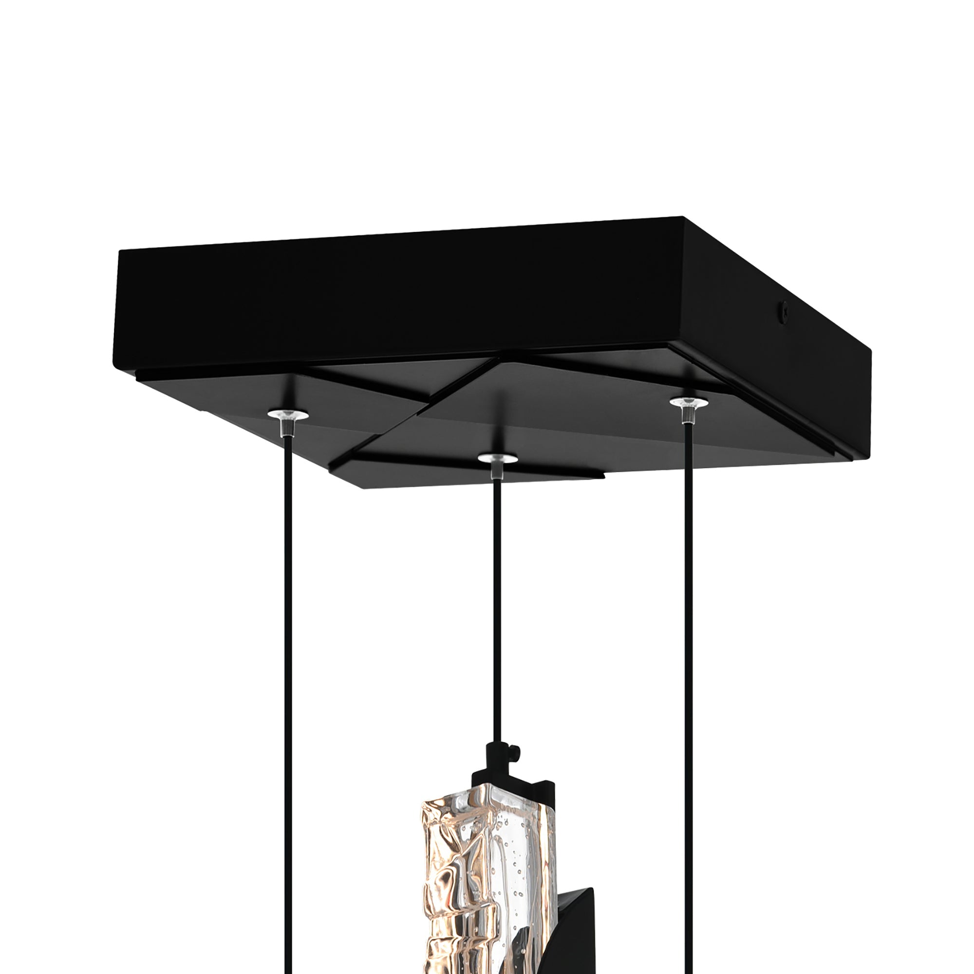 Valira Integrated LED 8in Black Mini Pendant with Handcrafted Glass