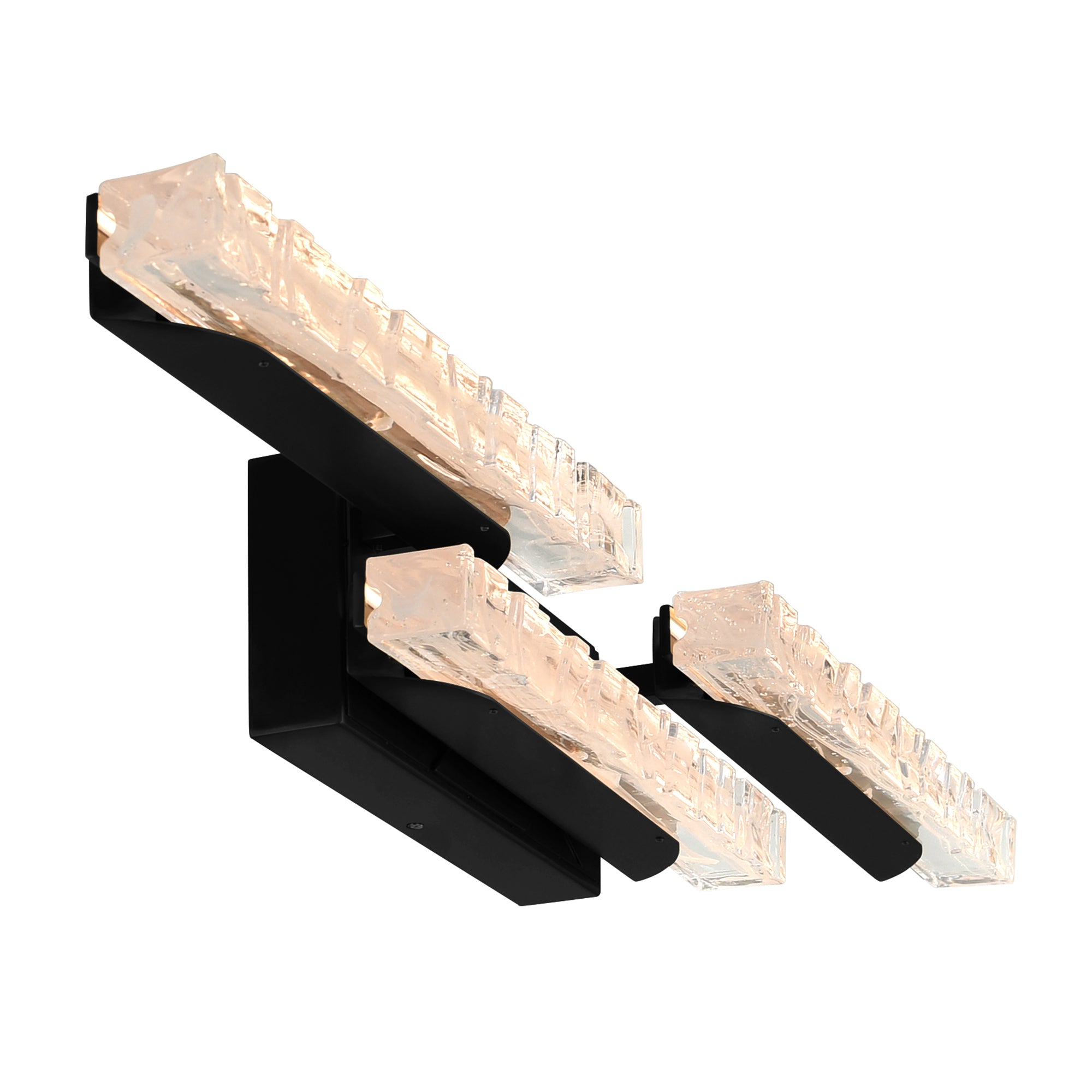 Valira Integrated LED Black Vanity Light with Handcrafted Glass