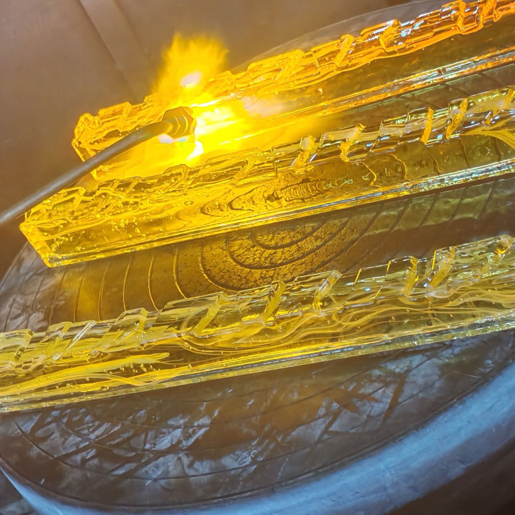 Valira Integrated LED Black Vanity Light with Handcrafted Glass