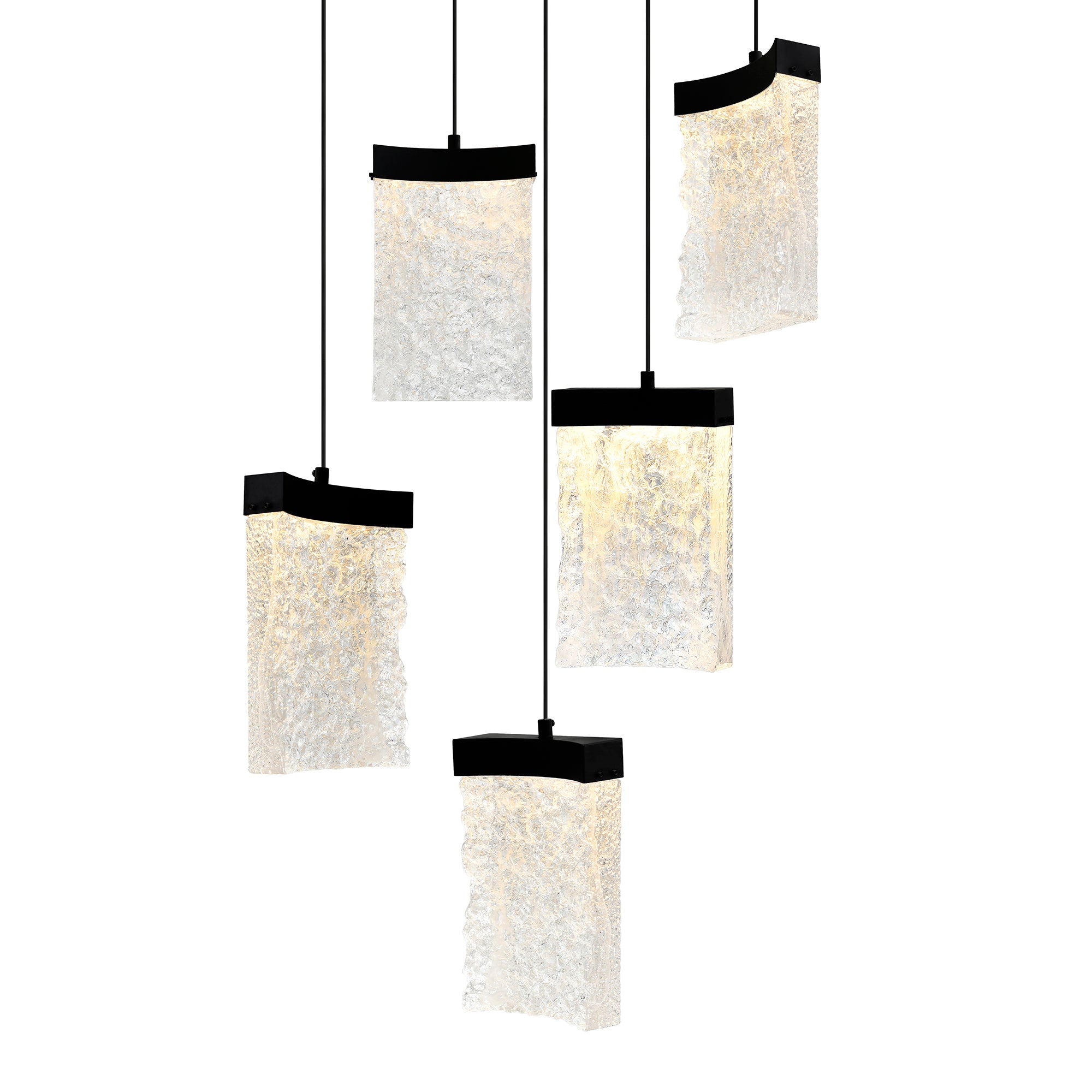 Lava Integrated LED 12in Black Mini Pendant with Handcrafted Glass