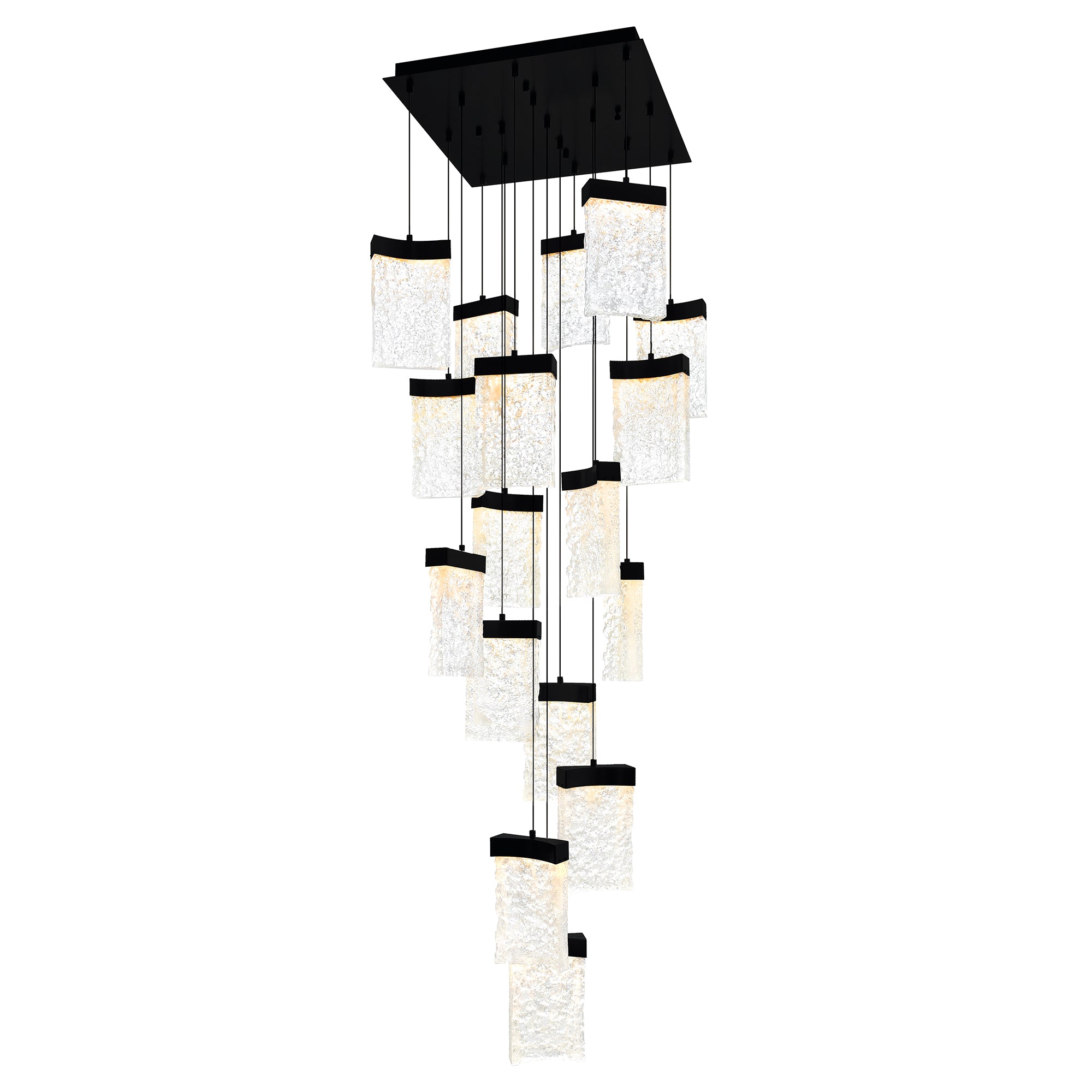Lava Integrated LED 24in Black Chandelier with Handcrafted Glass