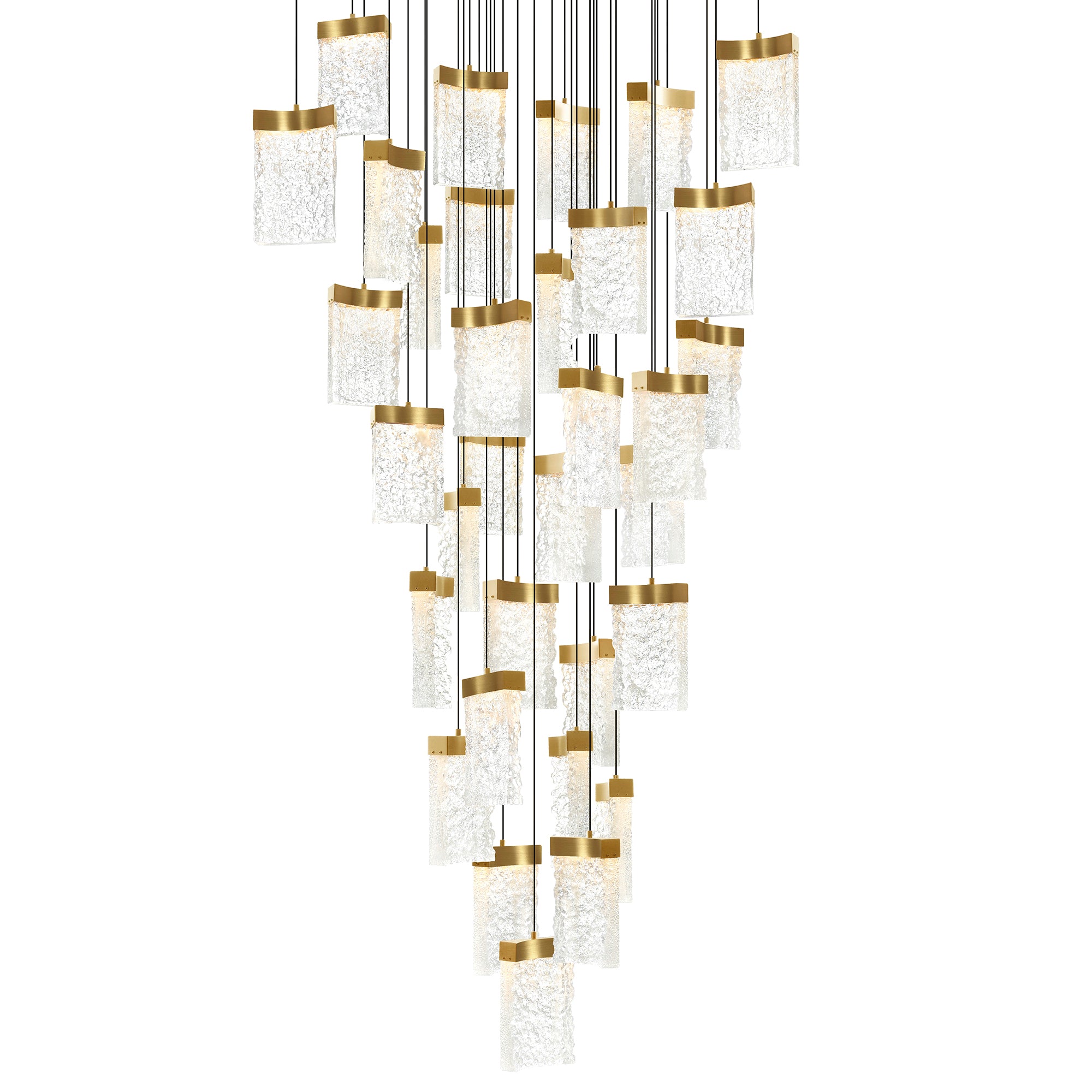 Lava Integrated LED 36in Brass Chandelier with Handcrafted Glass