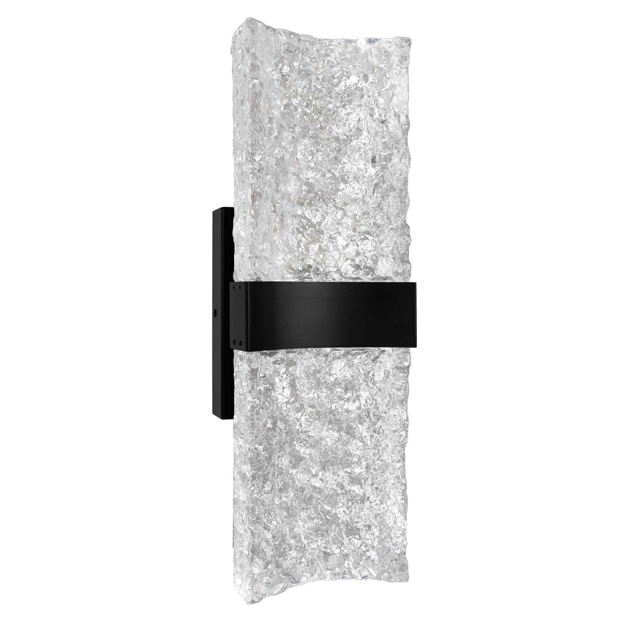 Lava Integrated LED 20in Black Wall Light with Handcrafted Glass