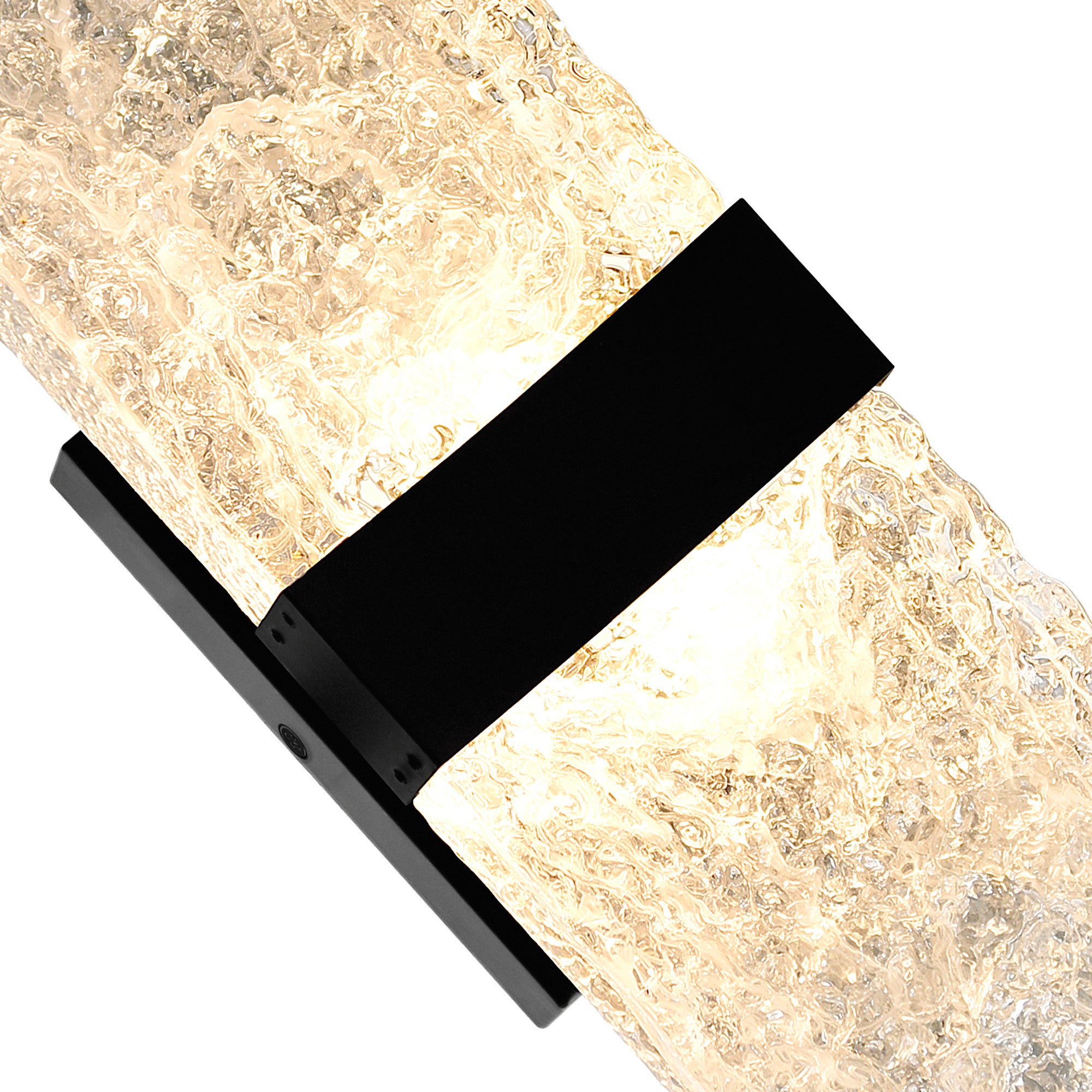 Lava Integrated LED 20in Black Wall Light with Handcrafted Glass