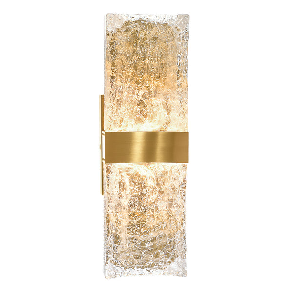 Lava Integrated LED 20in Brass Wall Light with Handcrafted Glass