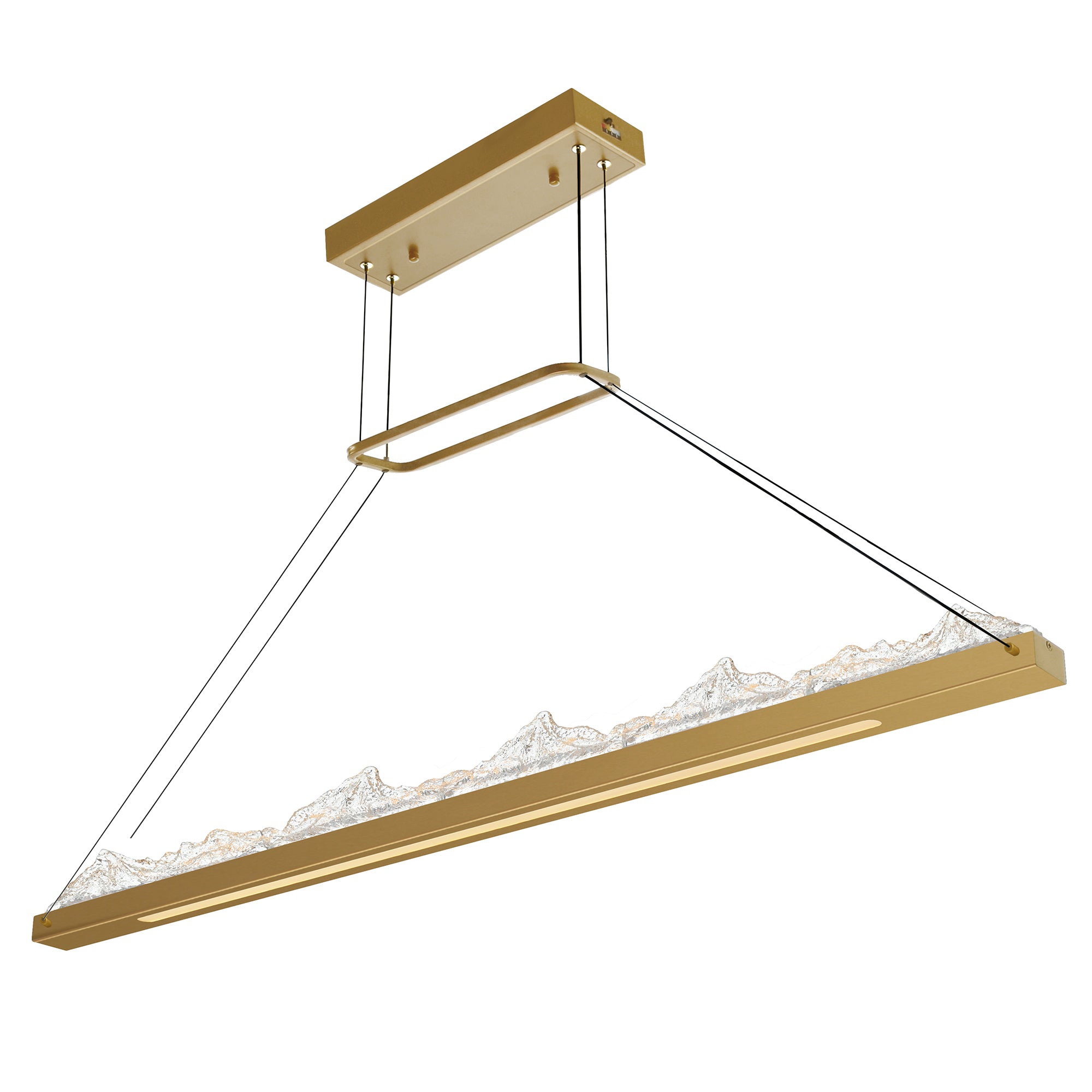 Himalayas Integrated LED 62in Brass Chandelier with Handcrafted Glass