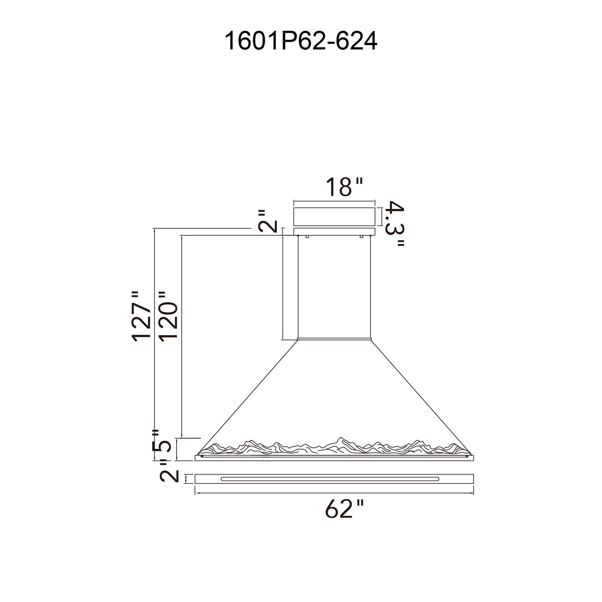 Himalayas Integrated LED 62in Brass Chandelier with Handcrafted Glass