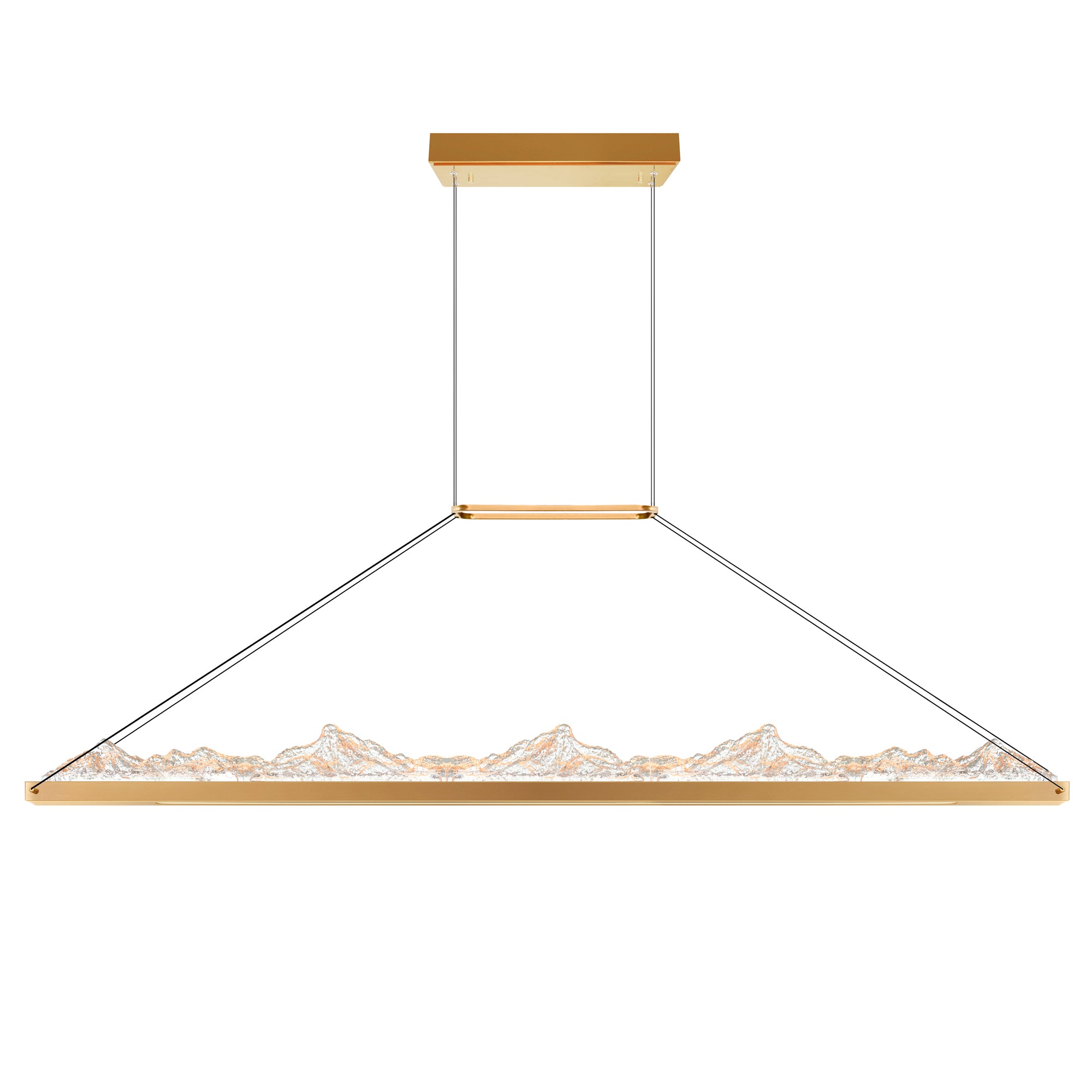 Himalayas Integrated LED 62in Brass Chandelier with Handcrafted Glass
