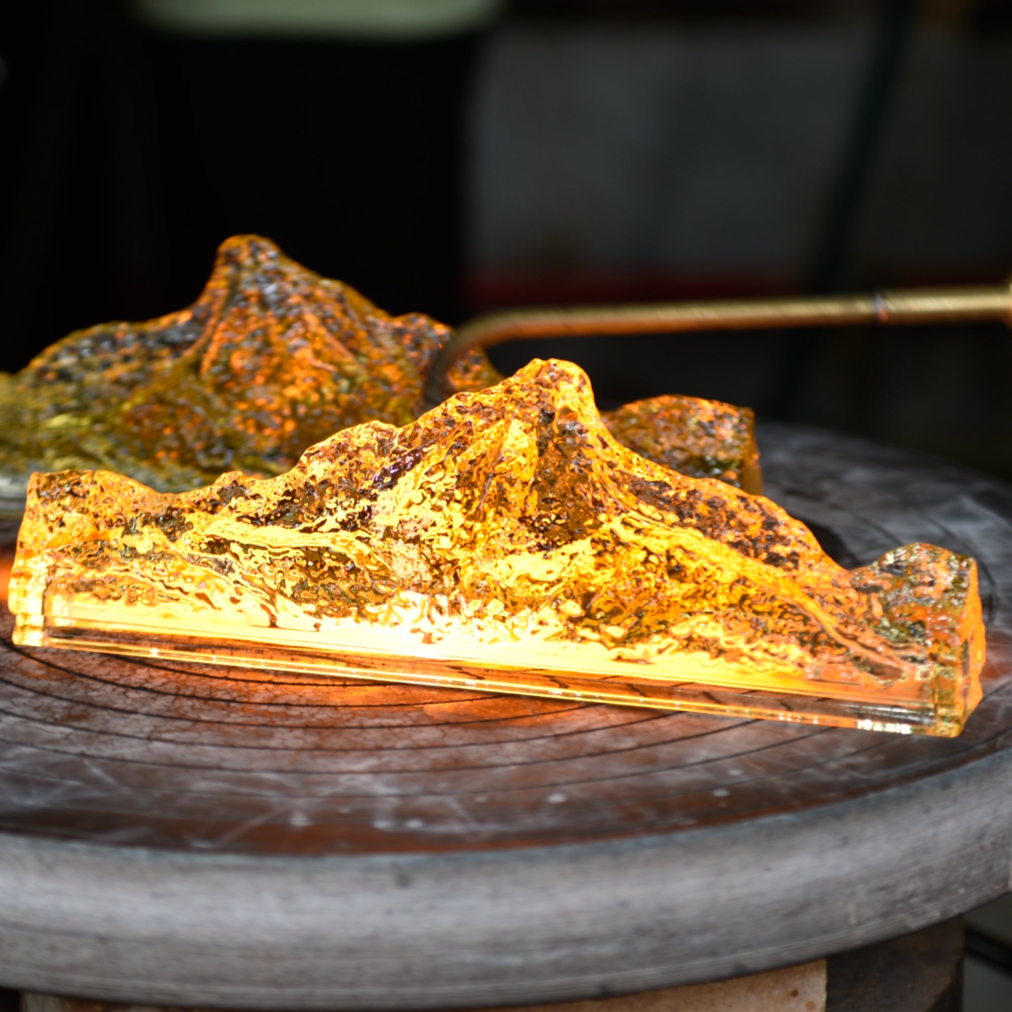 Himalayas Integrated LED 26in Brass Vanity Light with Handcrafted Glass