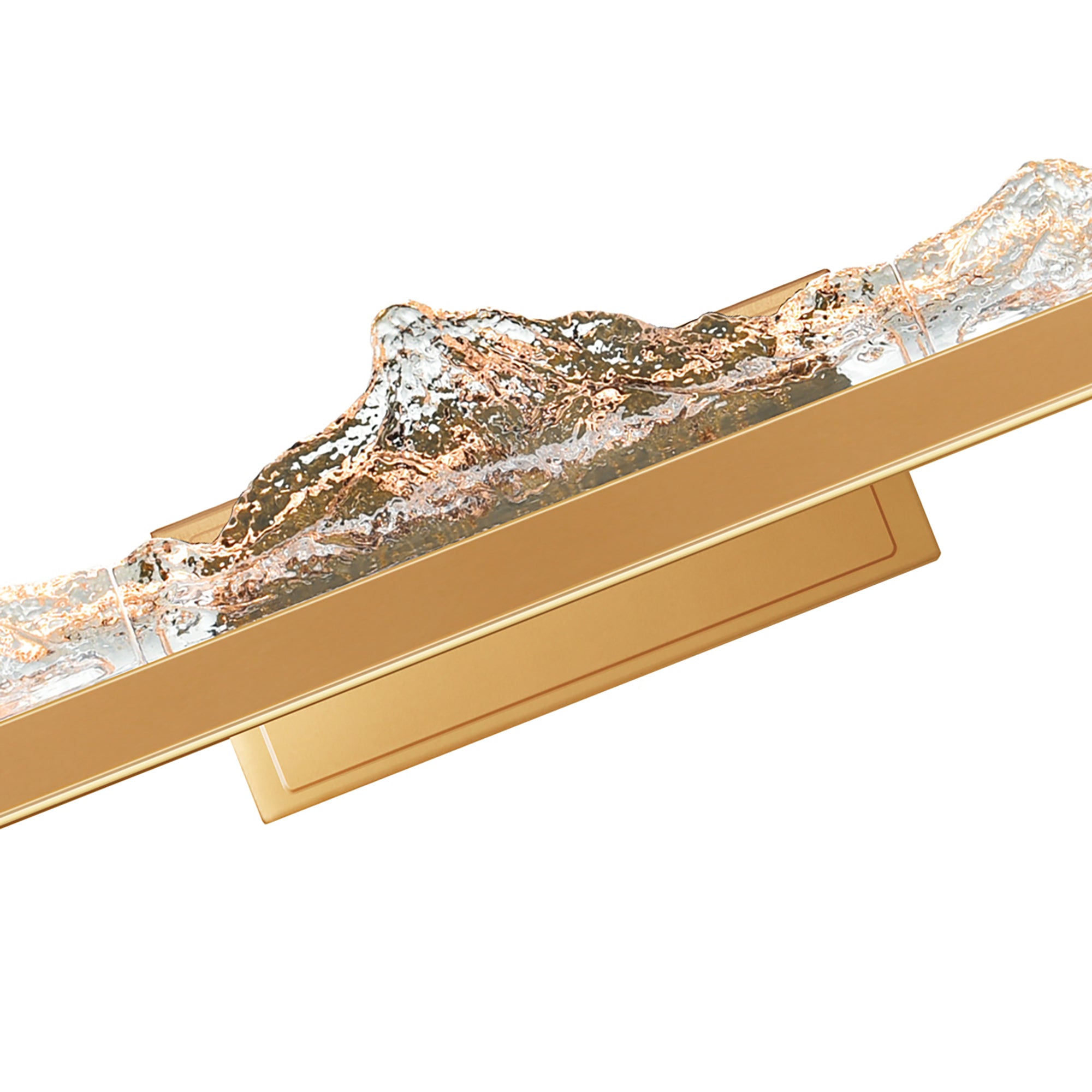 Himalayas Integrated LED 36in Brass Vanity Light with Handcrafted Glass