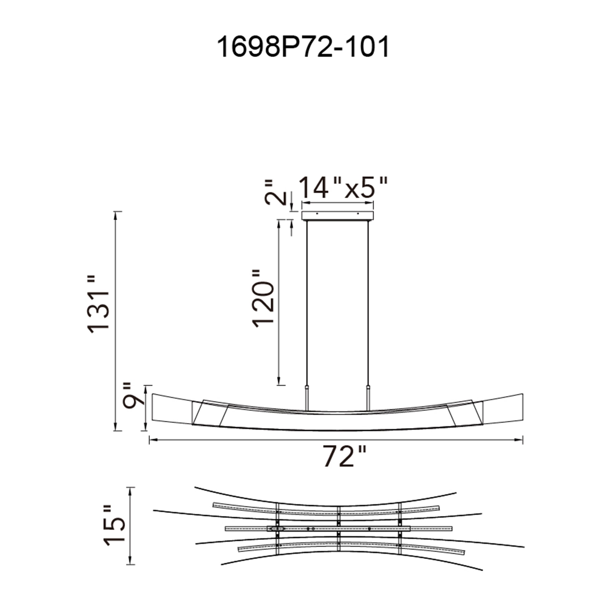 Candora Integrated LED 72in Black Chandelier - CWI Lighting