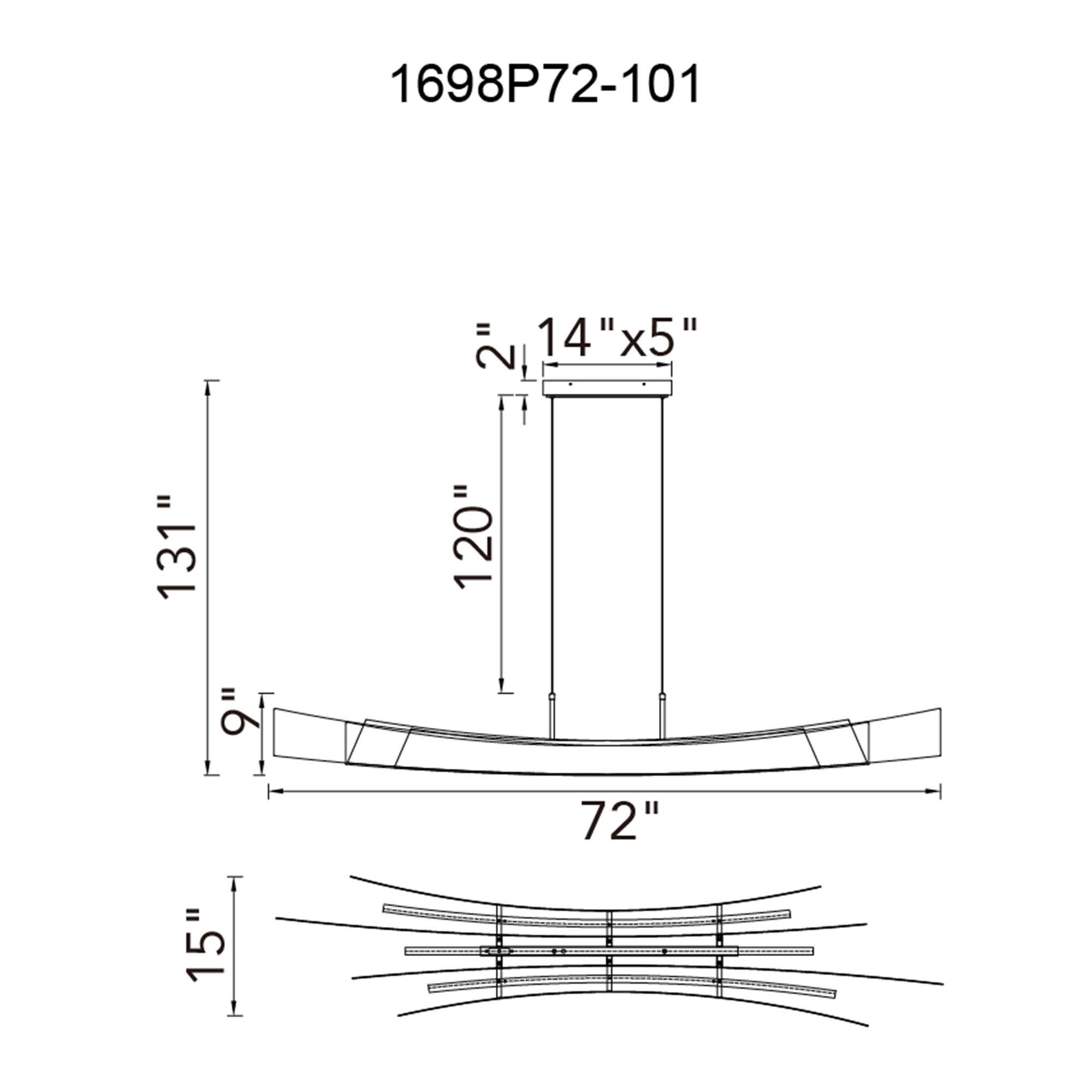 Candora Integrated LED 72in Black Chandelier - CWI Lighting