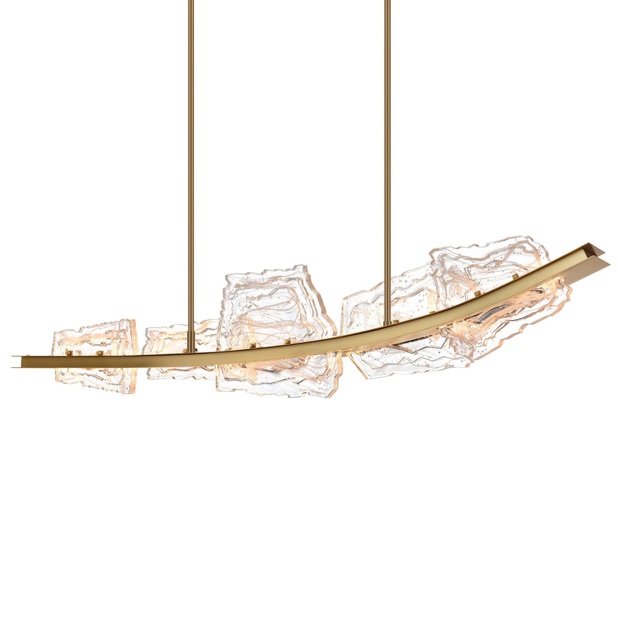 Arcus Integrated LED 50in Brass Chandelier with Handcrafted Glass
