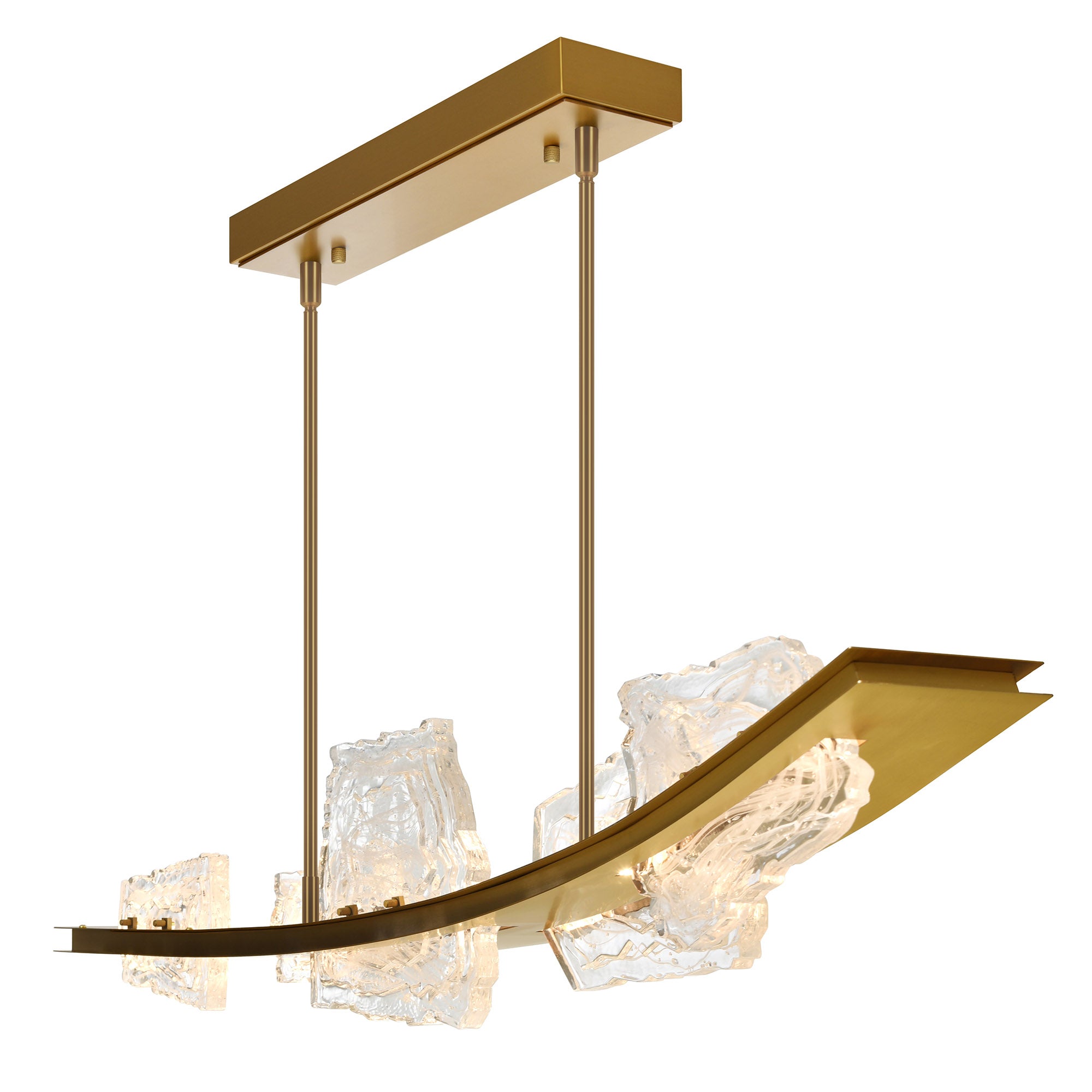 Arcus Integrated LED 50in Brass Chandelier with Handcrafted Glass