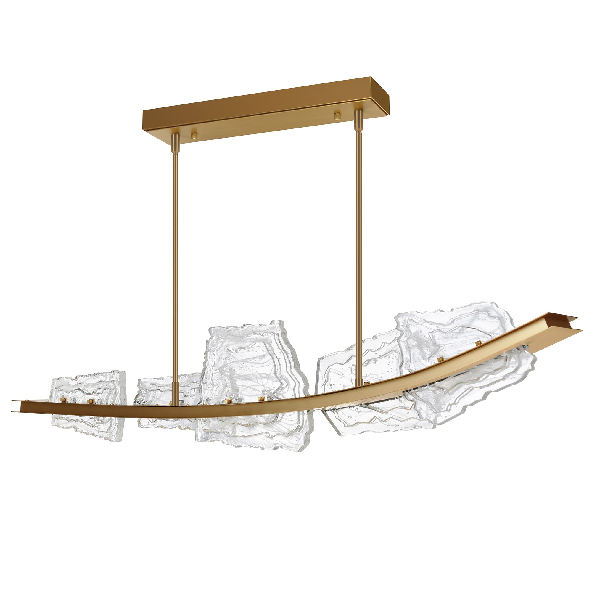 Arcus Integrated LED 50in Brass Chandelier with Handcrafted Glass
