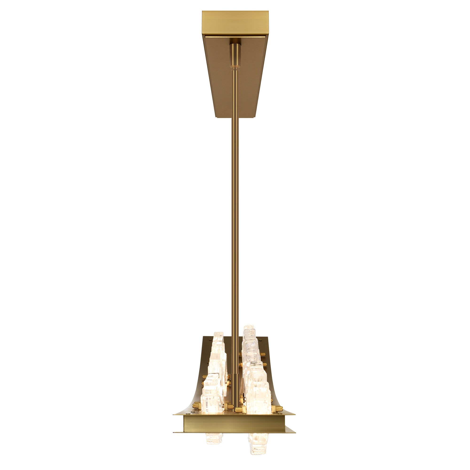 Arcus Integrated LED 50in Brass Chandelier with Handcrafted Glass